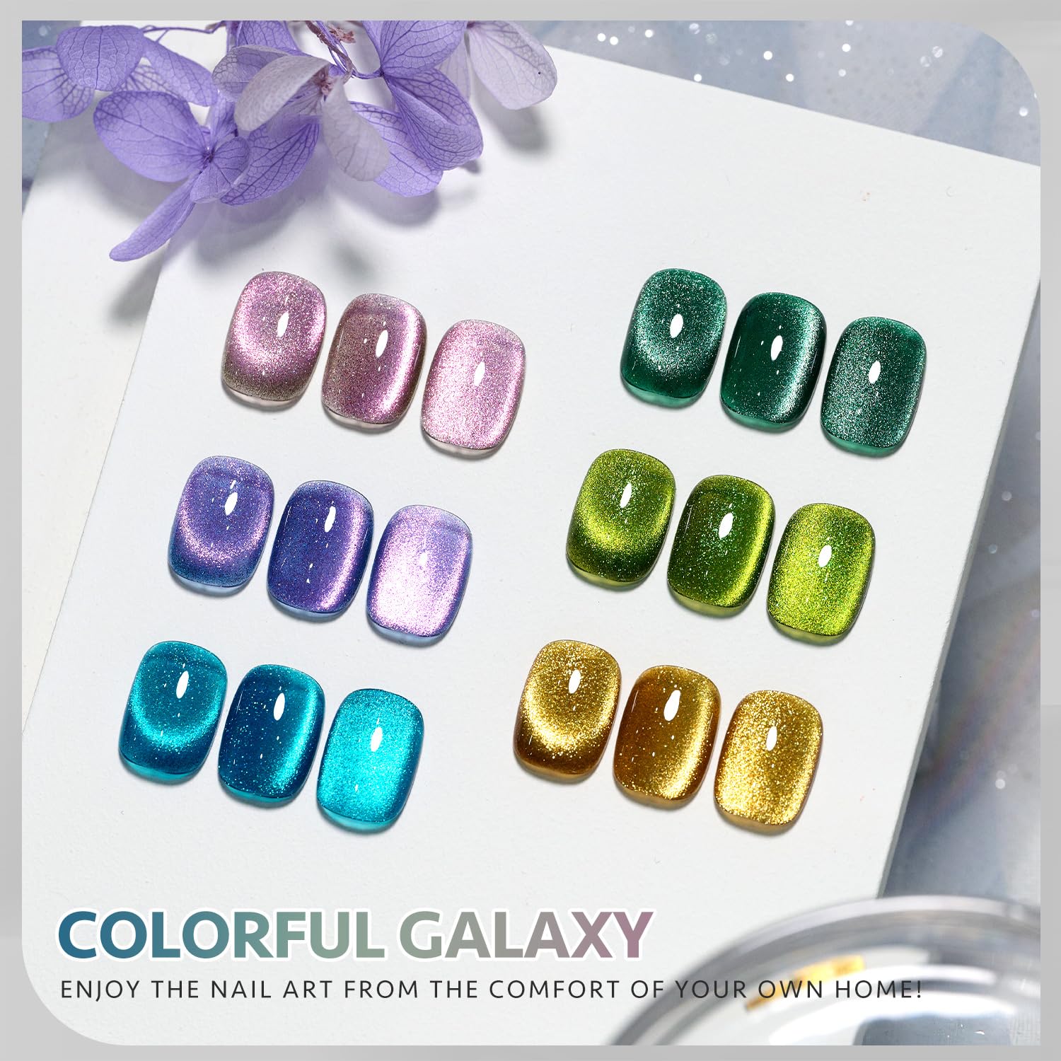 Foto 2 | Juego De Esmaltes De Uñas Gaoy Glitter Cat Eye Gel Con Imán, 7,3 Ml X 6 - Venta Internacional.