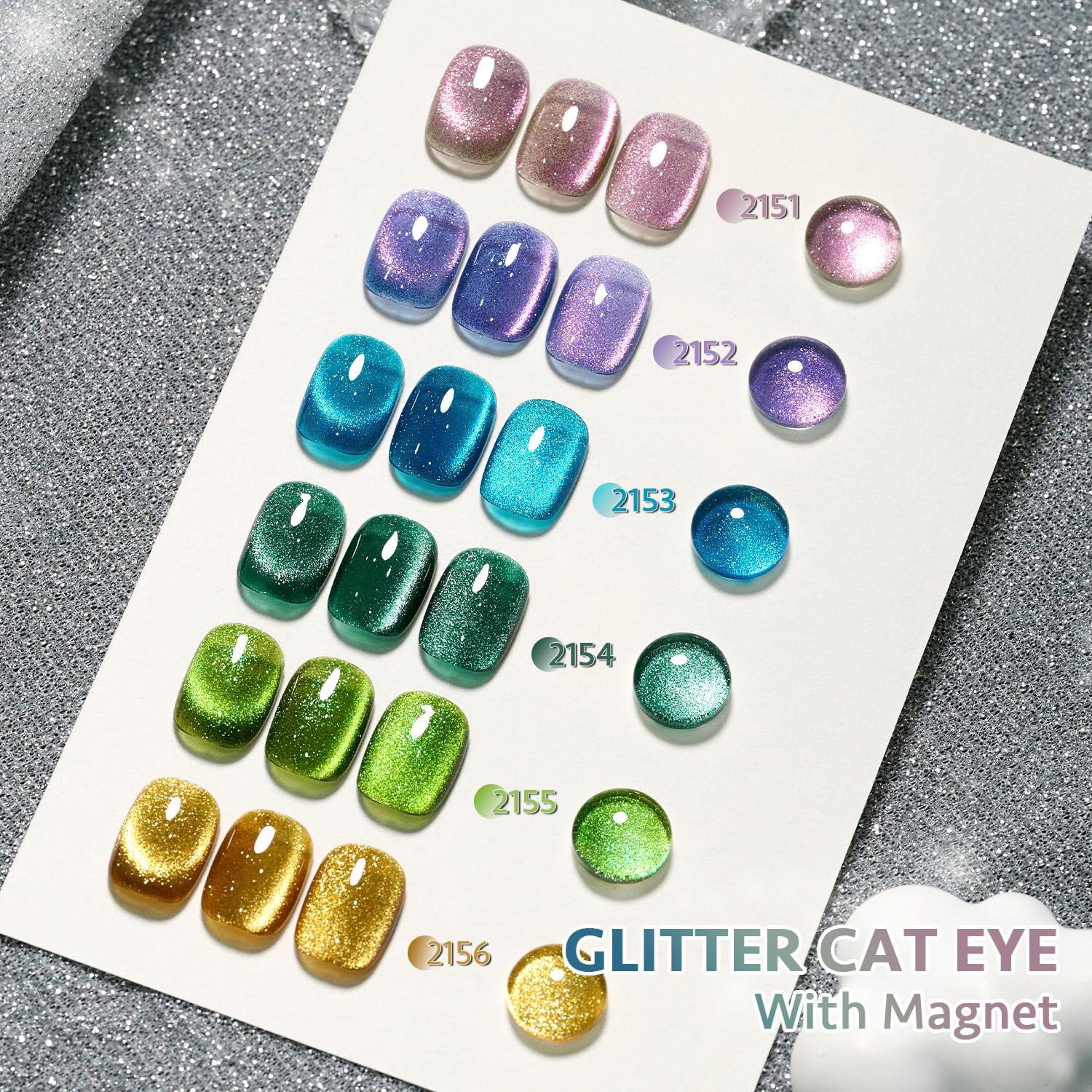 Foto 6 | Juego De Esmaltes De Uñas Gaoy Glitter Cat Eye Gel Con Imán, 7,3 Ml X 6 - Venta Internacional.