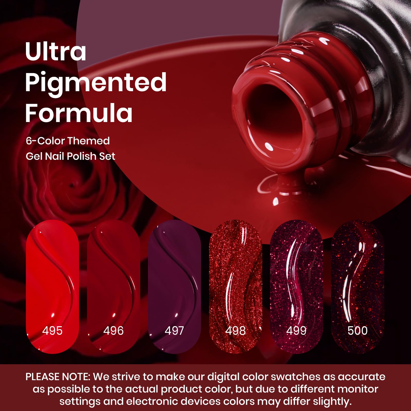 Foto 3 | Set De Esmaltes De Uñas Beetles Red Gel Burgundy Collection, 6 Colores - Venta Internacional.