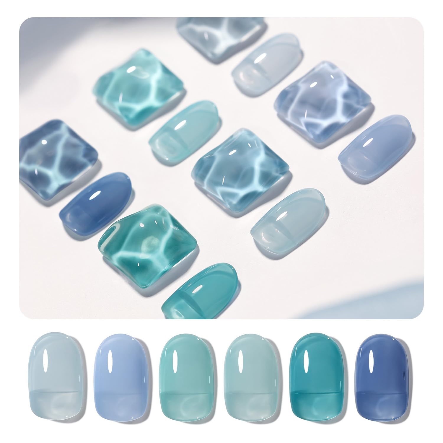 Foto 2 pulgar | Set De Esmaltes De Uñas Gaoy Jelly Blue Gel, 6 Colores, 6,5 Ml, Luz Uv - Venta Internacional.