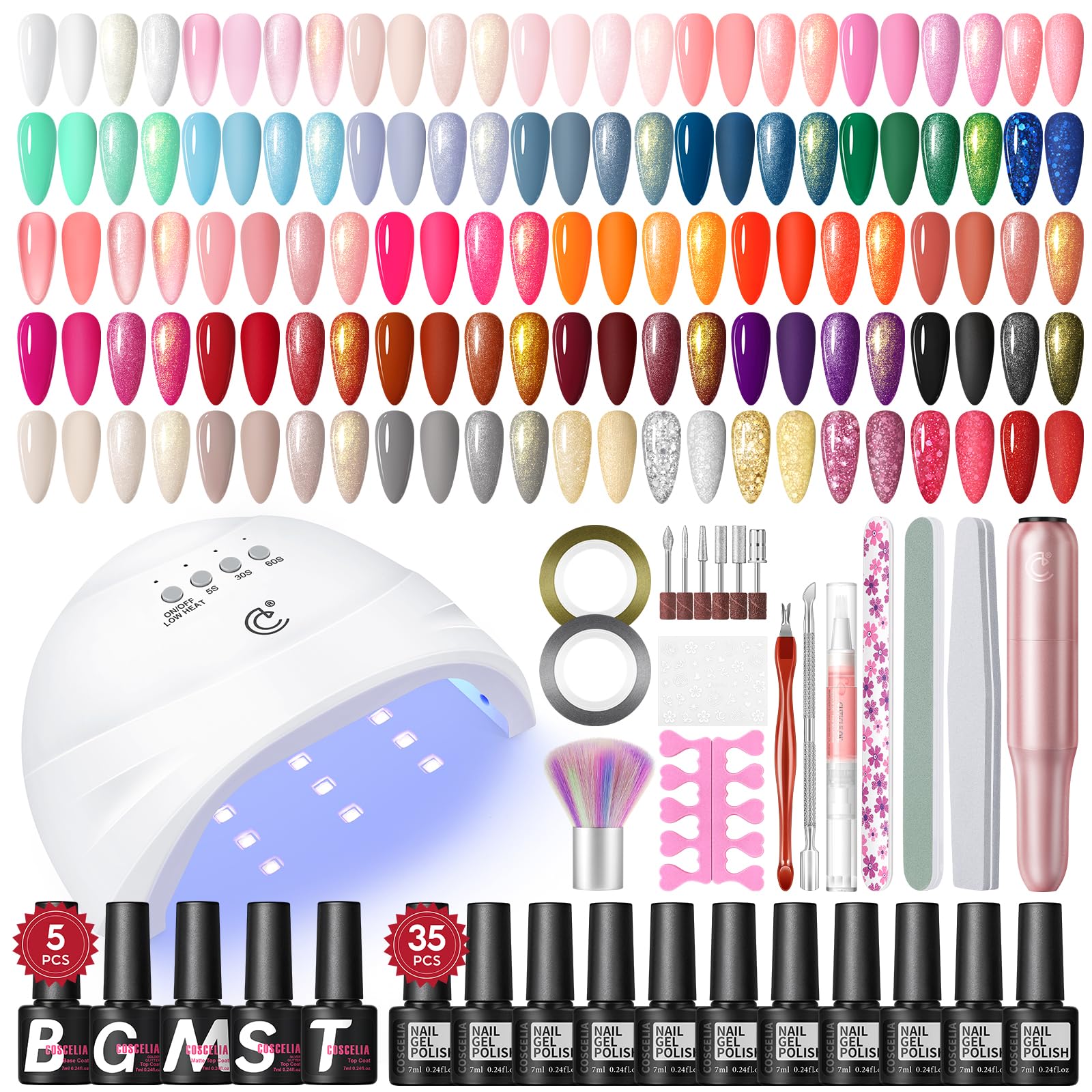 Foto 1 | Kit De Esmalte De Uñas En Gel Coscelia 35 Colores Con Luz Uv Y Taladro - Venta Internacional.