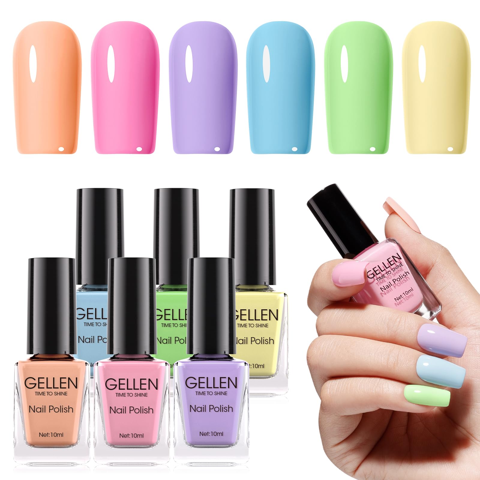 Foto 2 pulgar | Set De Esmaltes De Uñas Gellen Pastel Regular, No Gel, 6 Colores - Venta Internacional.