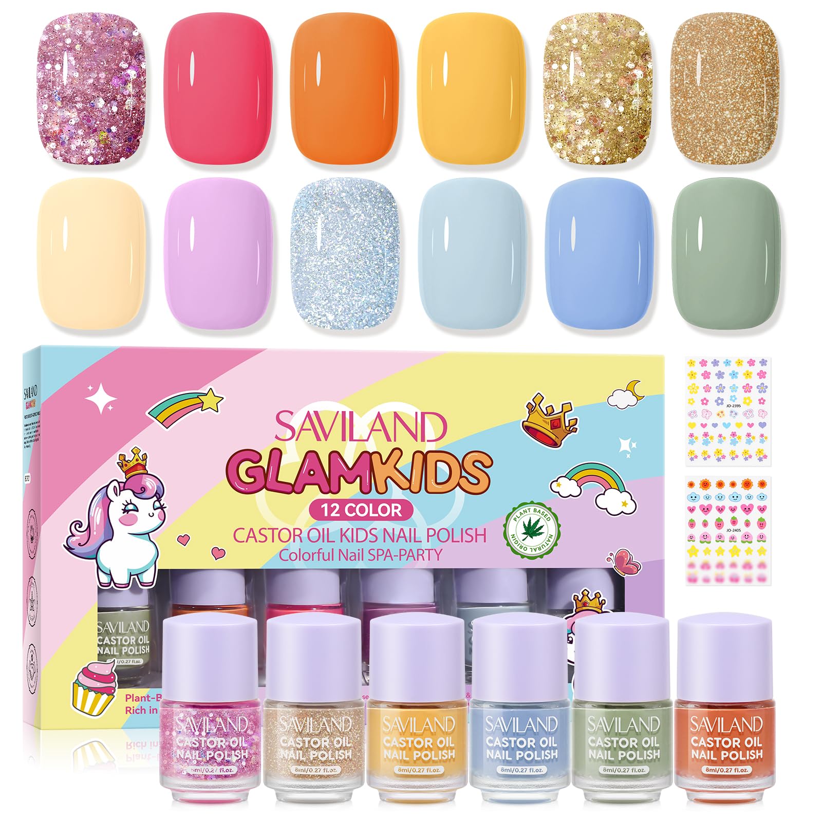 Set De Esmaltes De Uñas Saviland Glamkids Kids 12 Colores A Base De Agua - Venta Internacional.