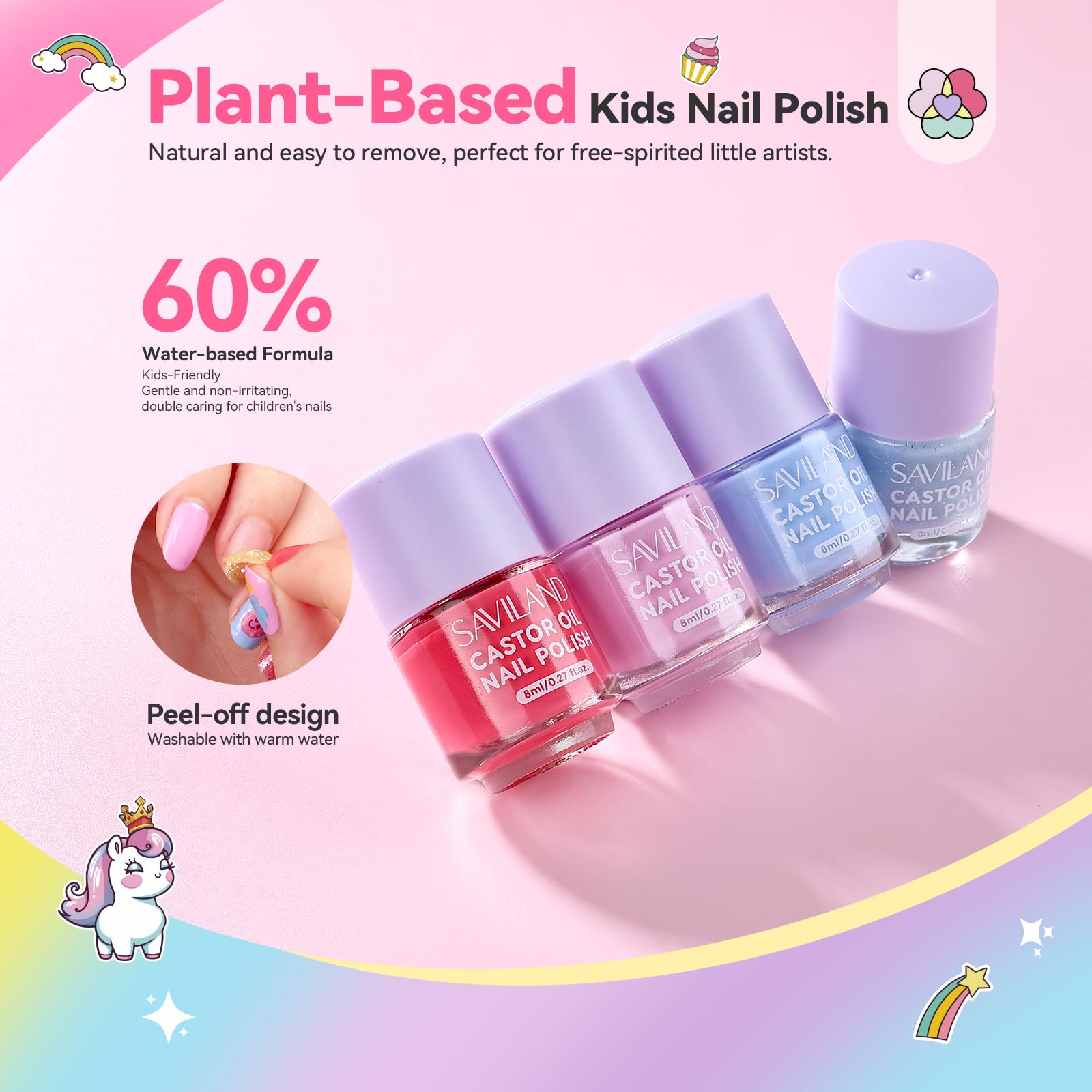 Foto 2 | Set De Esmaltes De Uñas Saviland Glamkids Kids 12 Colores A Base De Agua - Venta Internacional.