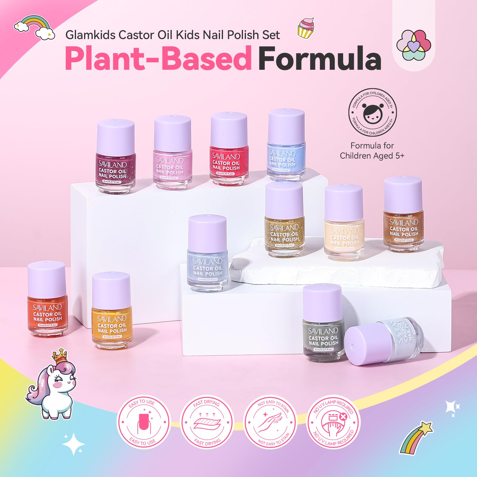 Foto 7 | Set De Esmaltes De Uñas Saviland Glamkids Kids 12 Colores A Base De Agua - Venta Internacional.