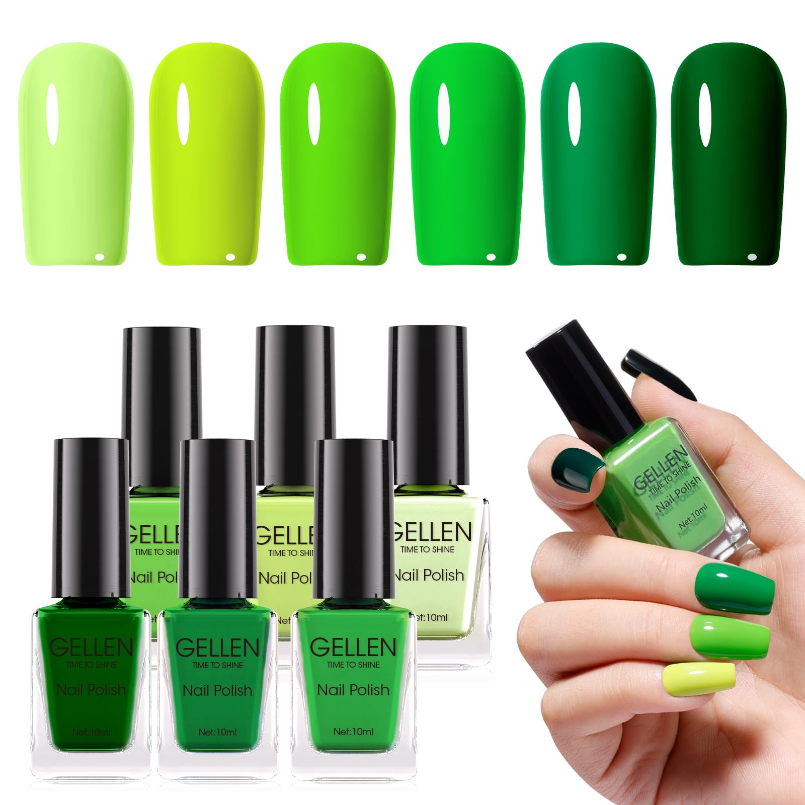 Foto 2 pulgar | Set De Esmaltes De Uñas Gellen Green, Sin Gel, De Secado Rápido, 6 Colores - Venta Internacional.