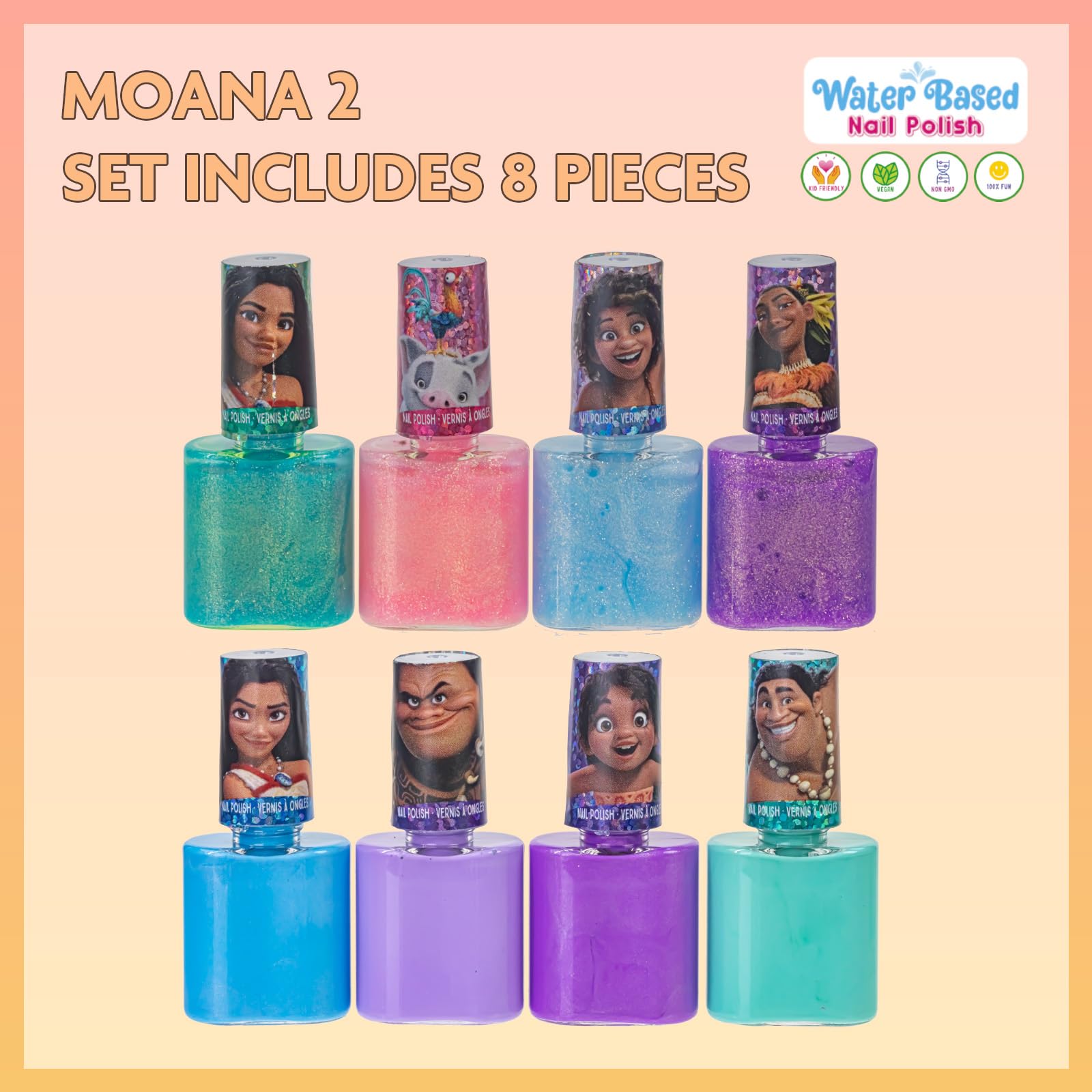 Foto 3 pulgar | Set De Esmaltes De Uñas Townley Girl Moana 2 A Base De Agua, 8 Piezas, Más De 3 - Venta Internacional.