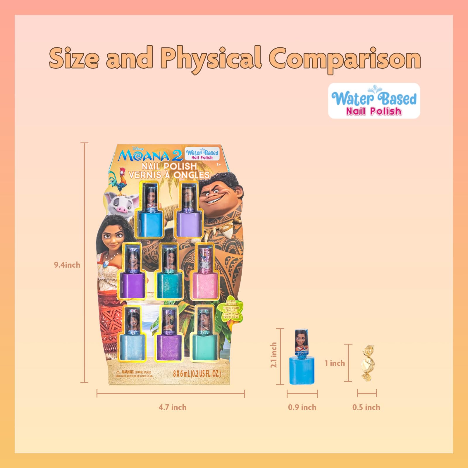 Foto 8 pulgar | Set De Esmaltes De Uñas Townley Girl Moana 2 A Base De Agua, 8 Piezas, Más De 3 - Venta Internacional.