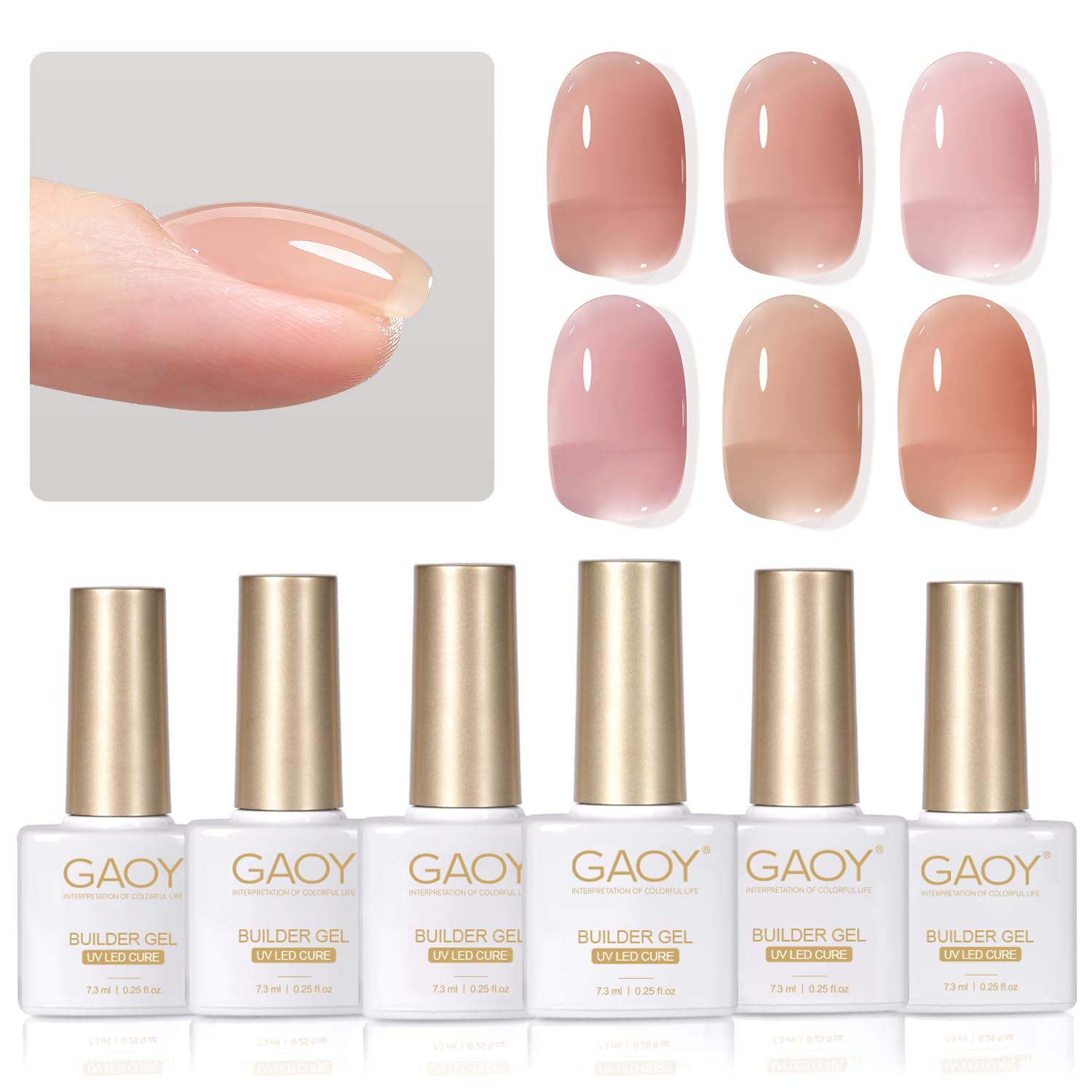 Foto 2 pulgar | Set De Gel Constructor Gaoy 6 Colores Para Uñas De 7,3 Ml Soak Off - Venta Internacional.