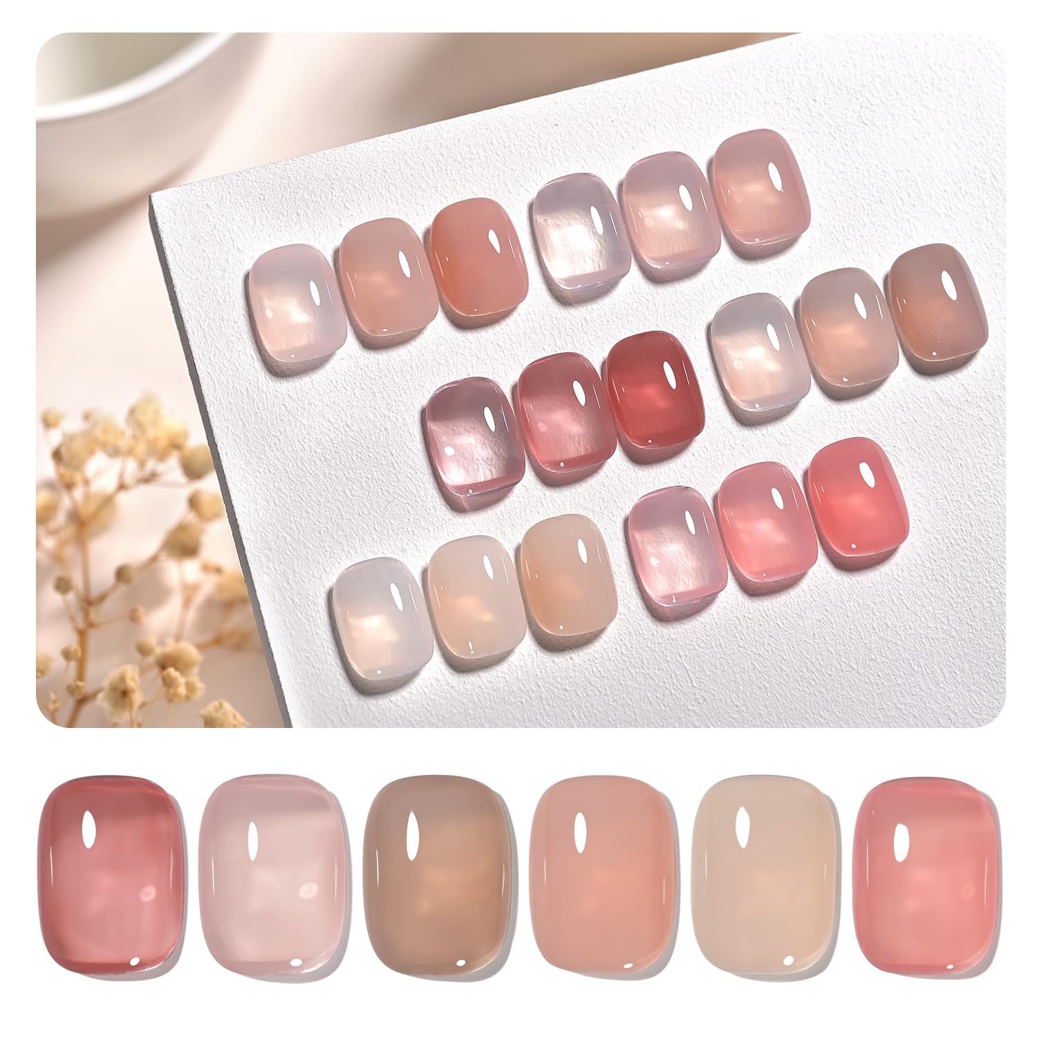 Foto 2 pulgar | Set De Esmaltes De Uñas Gaoy Jelly Gel Strawberry Milk, 6 Colores, 6,5 Ml - Venta Internacional.
