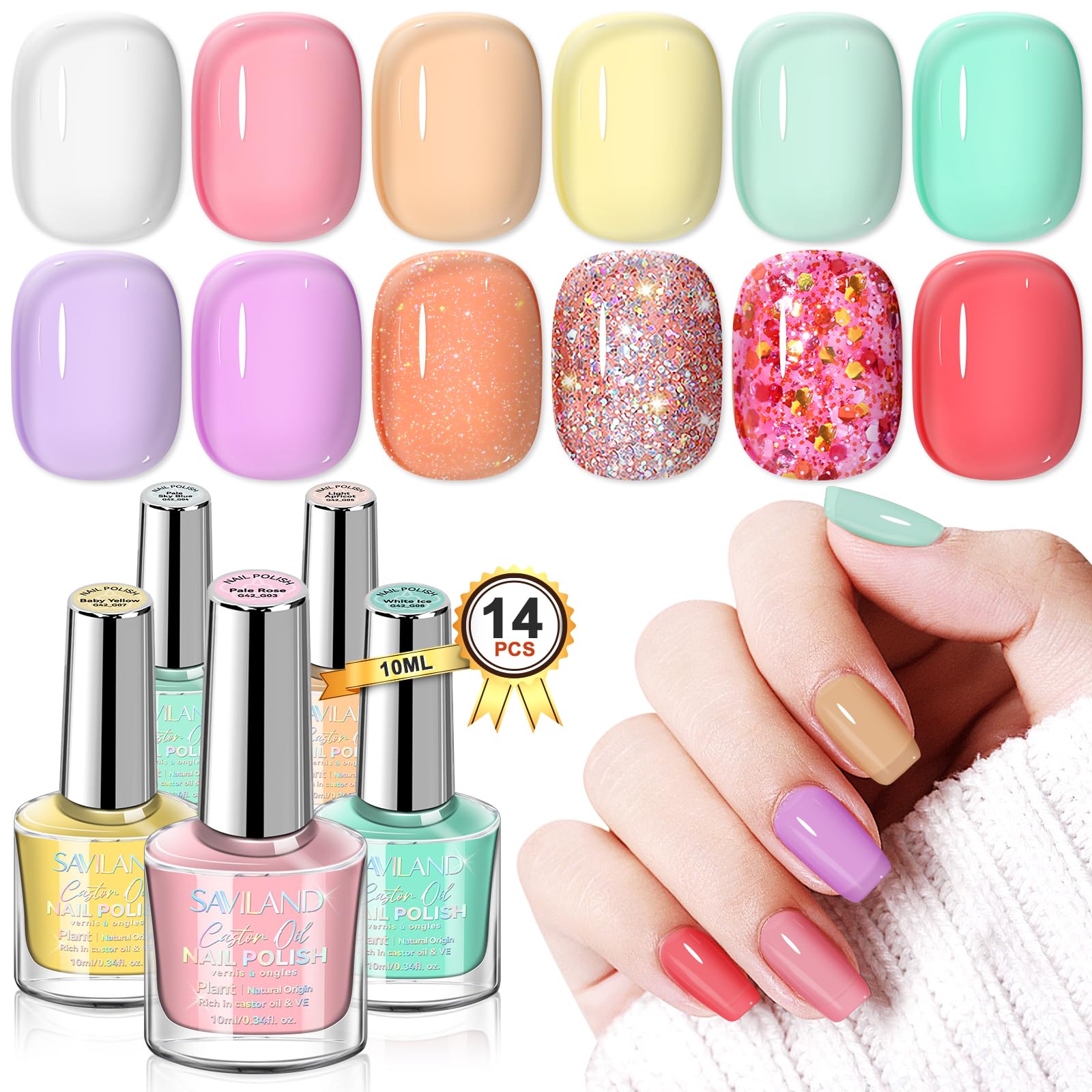Foto 2 pulgar | Set De Esmaltes De Uñas Saviland Summer Jelly Pastel Pink 10 Ml X12 - Venta Internacional.