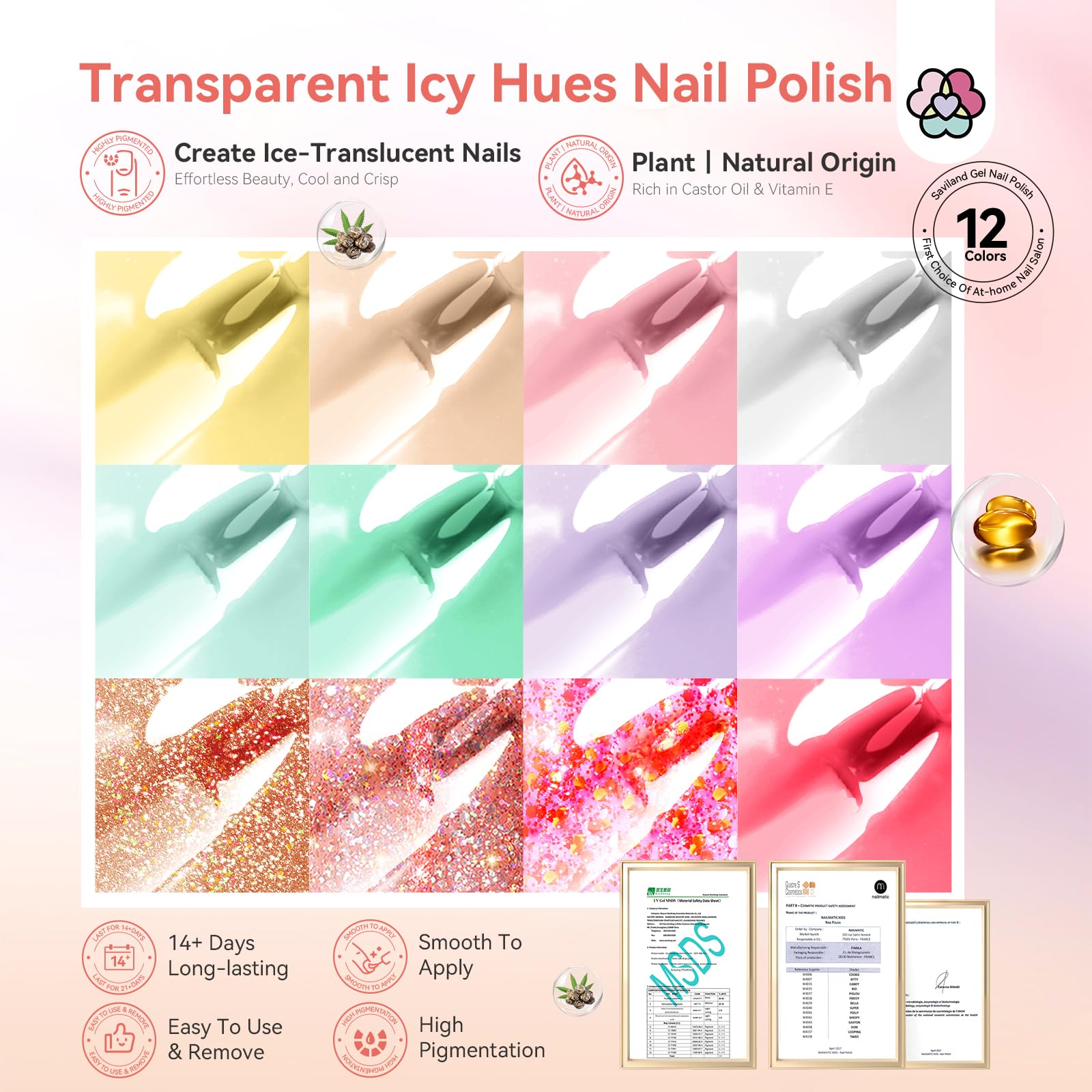 Foto 3 pulgar | Set De Esmaltes De Uñas Saviland Summer Jelly Pastel Pink 10 Ml X12 - Venta Internacional.