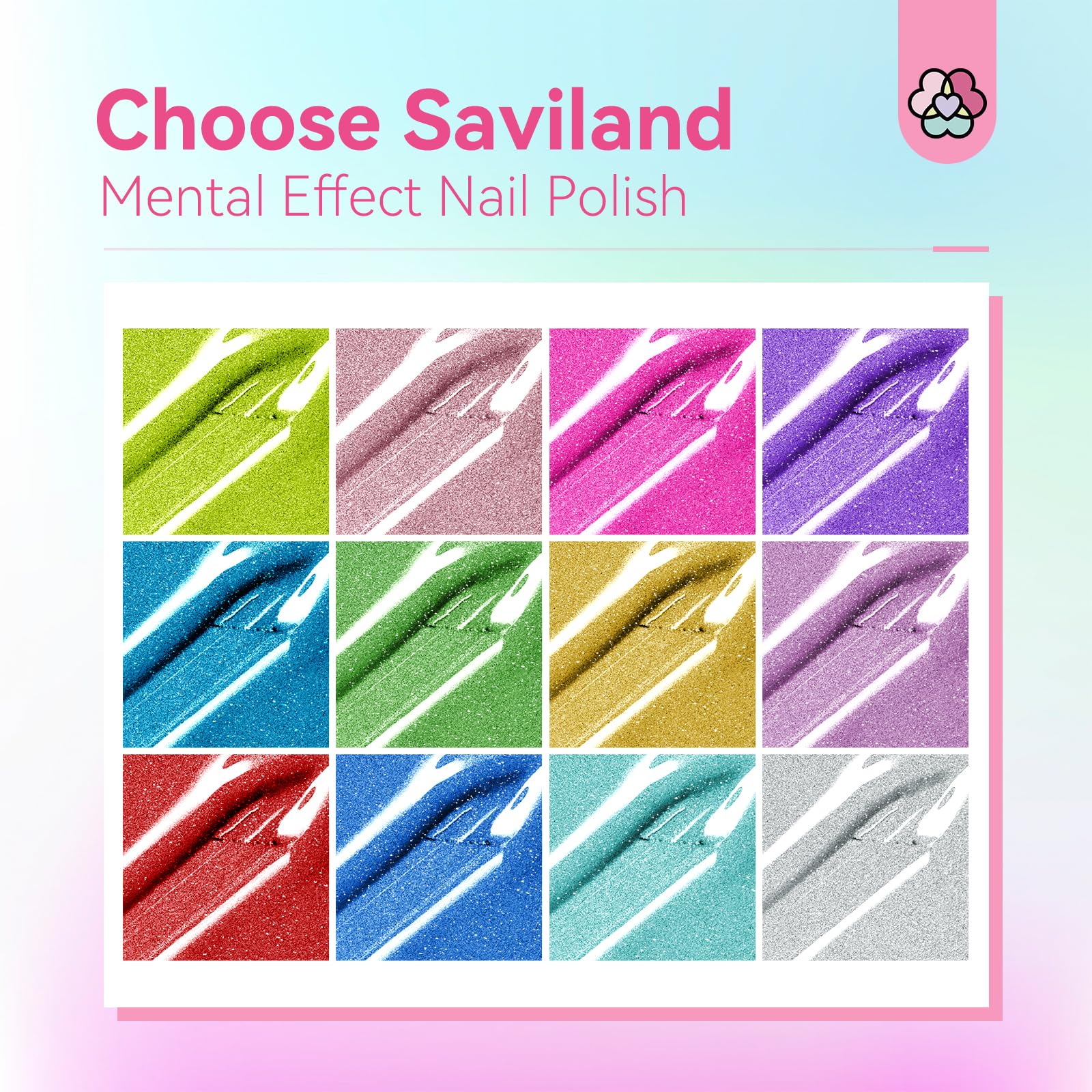 Foto 4 pulgar | Set De Esmaltes De Uñas Saviland Metallic 12 Colores Mirror Chrome - Venta Internacional.