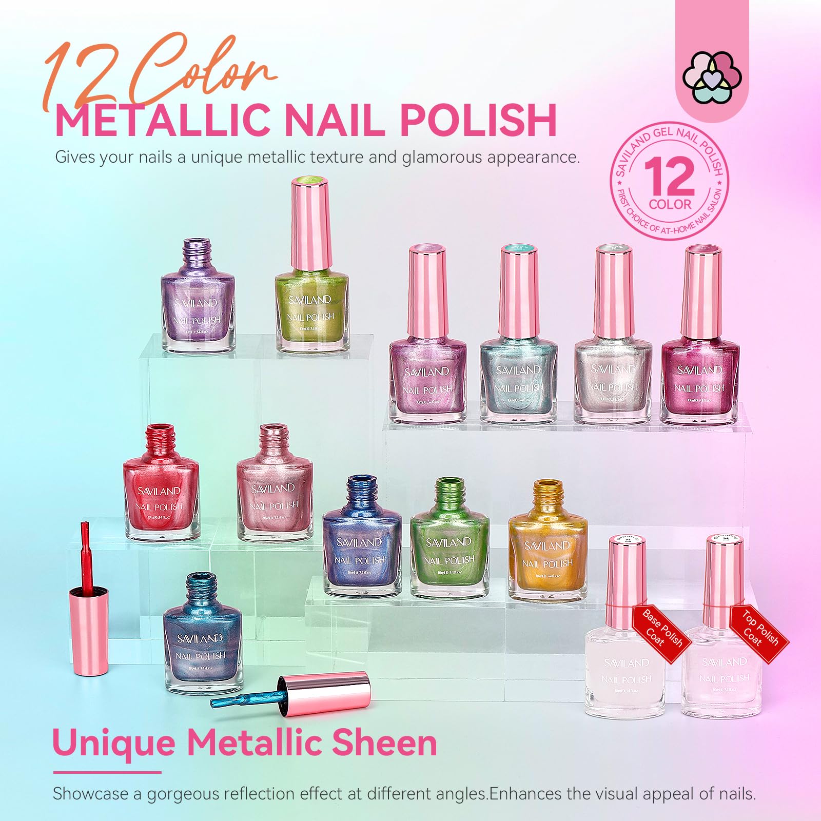 Foto 7 pulgar | Set De Esmaltes De Uñas Saviland Metallic 12 Colores Mirror Chrome - Venta Internacional.