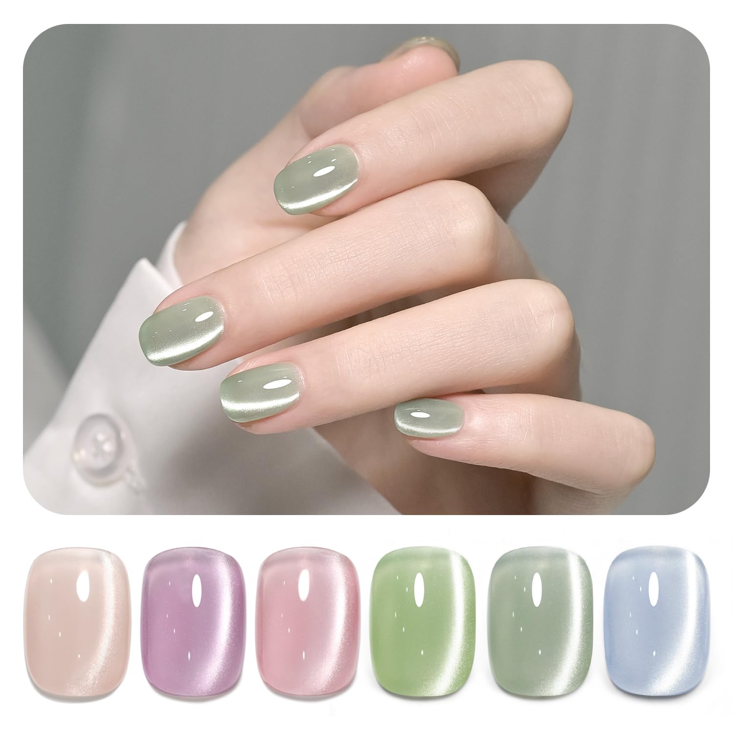 Foto 2 pulgar | Set De Esmaltes De Uñas Gaoy Cat Eye Gel Con Imán, 6 Colores, 7,3 Ml - Venta Internacional.