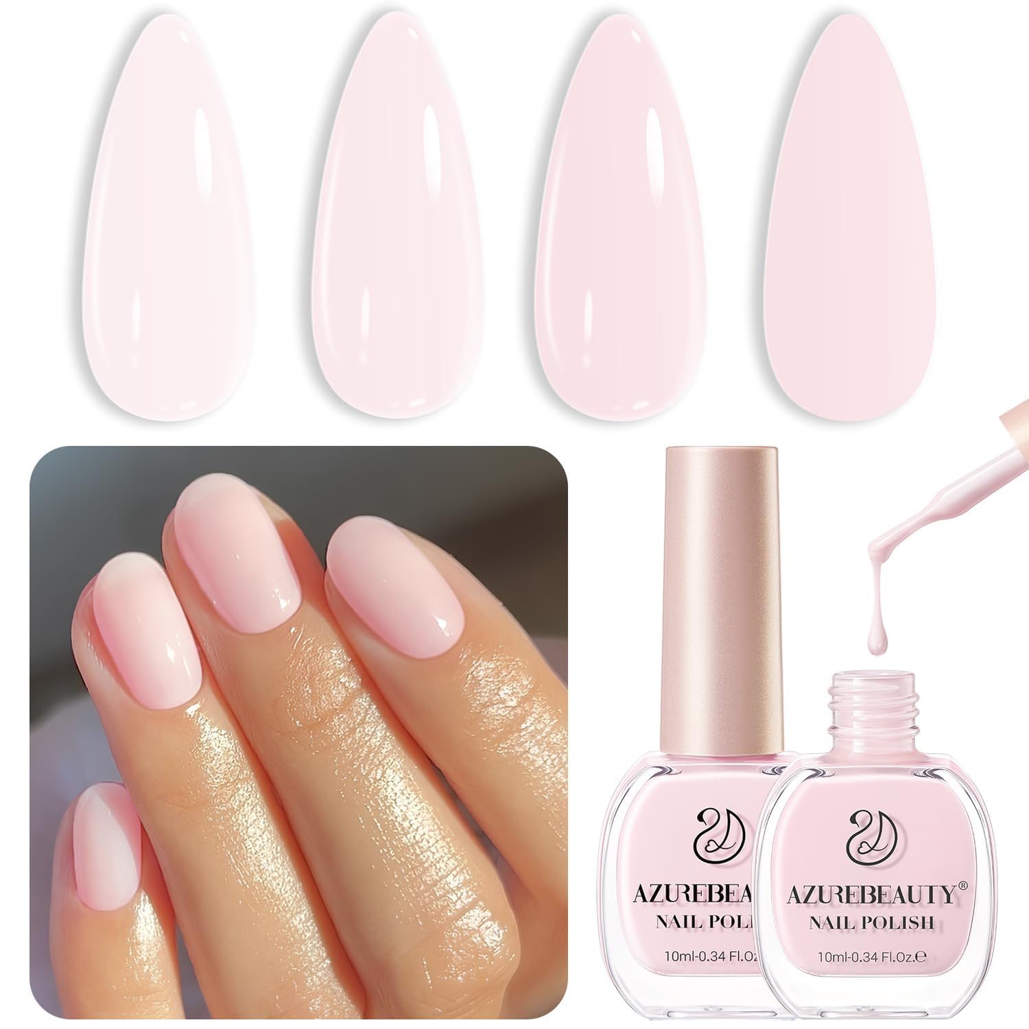 Set De Esmaltes De Uñas Azurebeauty Pink Vegan Light/pale 10 Ml X2 - Venta Internacional.