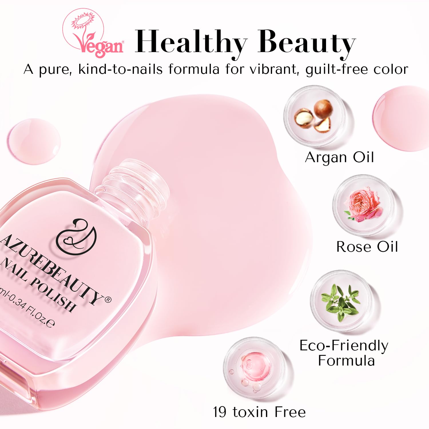Foto 5 pulgar | Set De Esmaltes De Uñas Azurebeauty Pink Vegan Light/pale 10 Ml X2 - Venta Internacional.