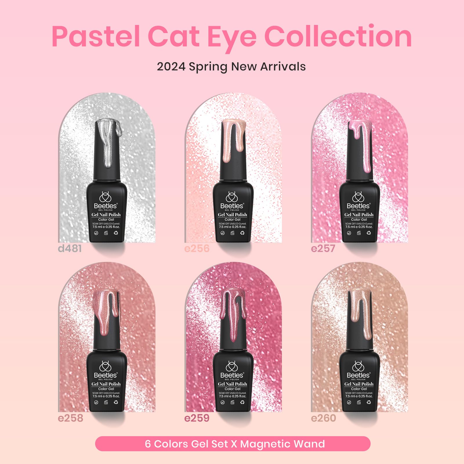 Foto 3 pulgar | Esmalte De Uñas Beetles Cat Eye Gel, 6 Colores, 7,5 Ml, Set De Regalo - Venta Internacional.