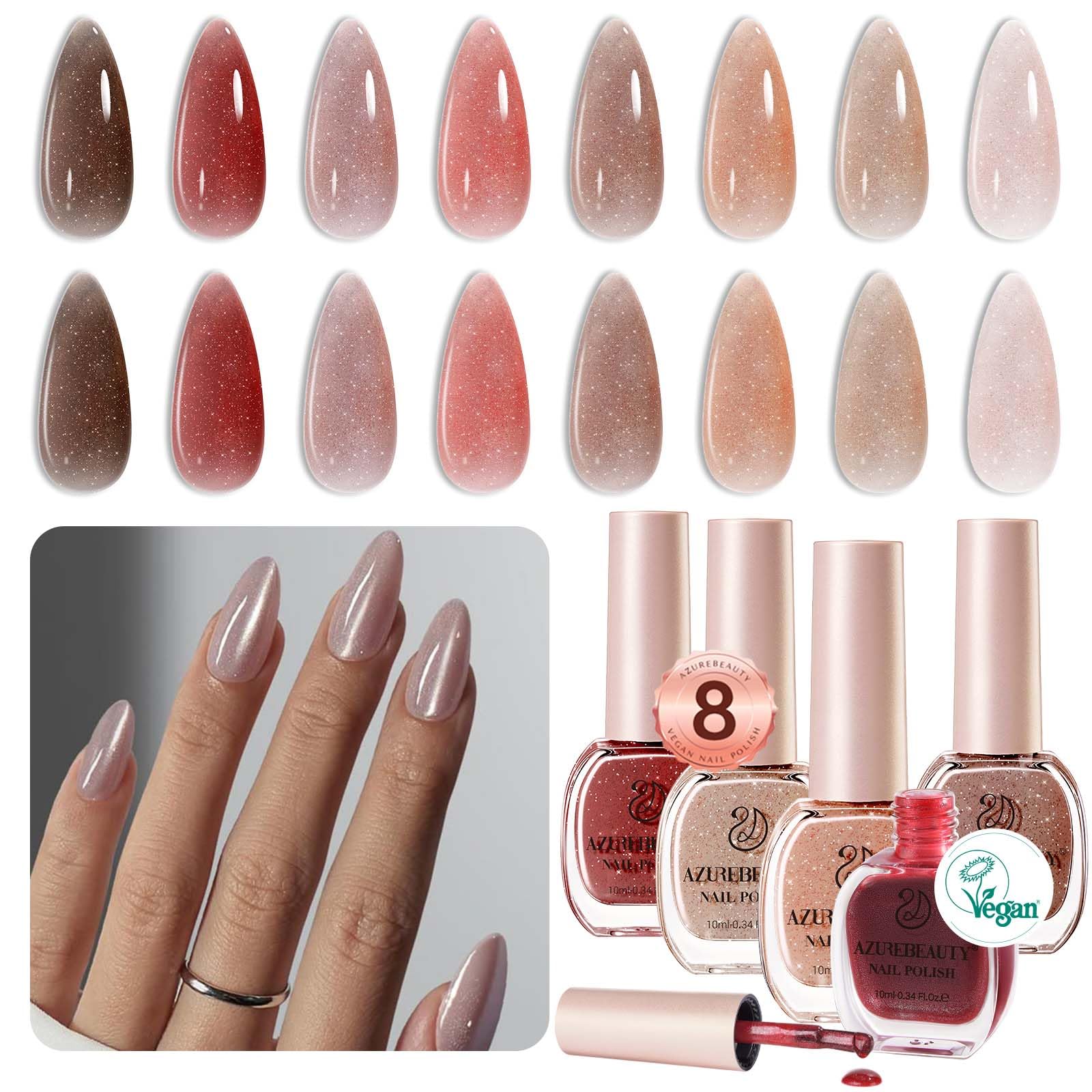 Foto 1 | Set De Esmaltes De Uñas Azurebeauty Vegan 8 Colores Jelly Shimmery - Venta Internacional.