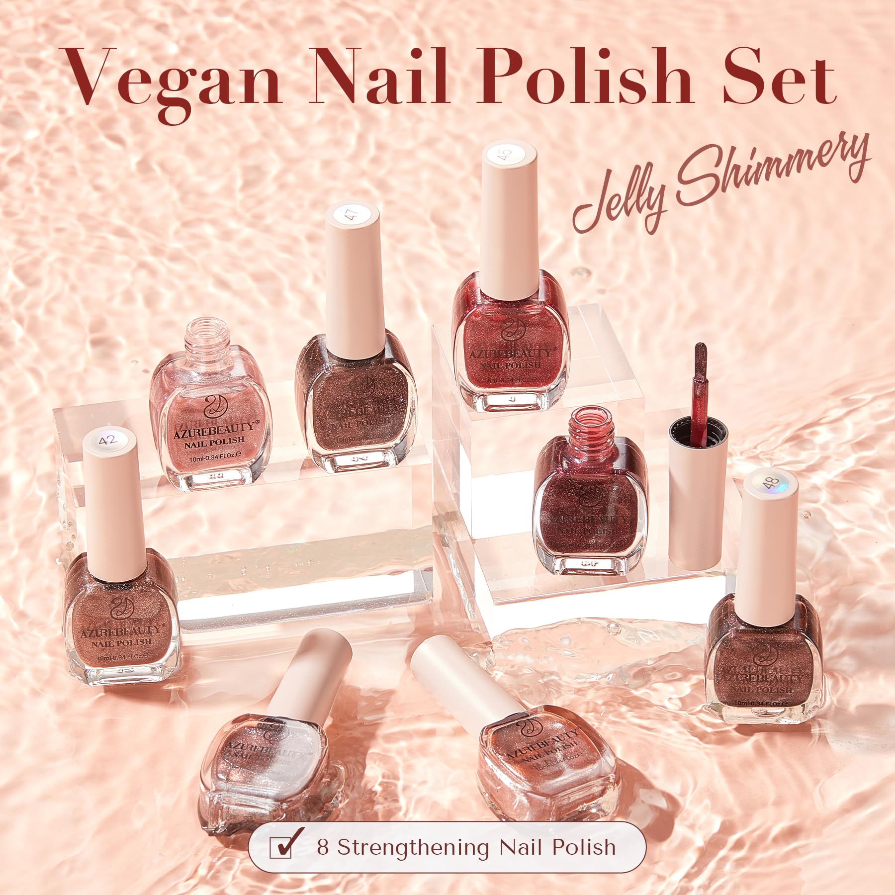 Foto 6 | Set De Esmaltes De Uñas Azurebeauty Vegan 8 Colores Jelly Shimmery - Venta Internacional.