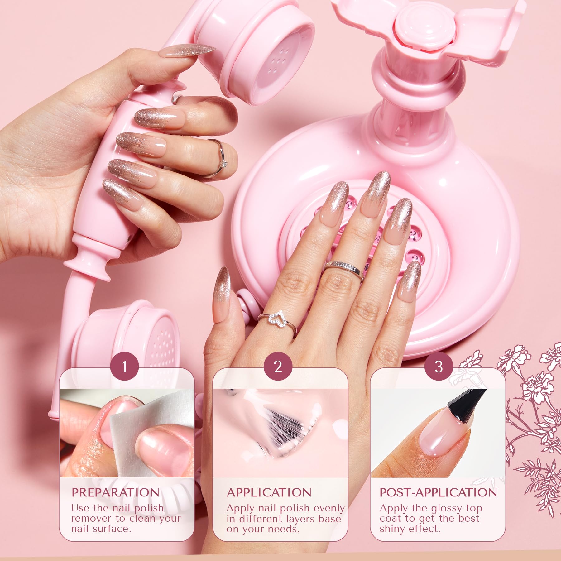 Foto 4 pulgar | Set De Esmaltes De Uñas Azurebeauty, 8 Colores, Purpurina Rosa Nude, 10 Ml - Venta Internacional.