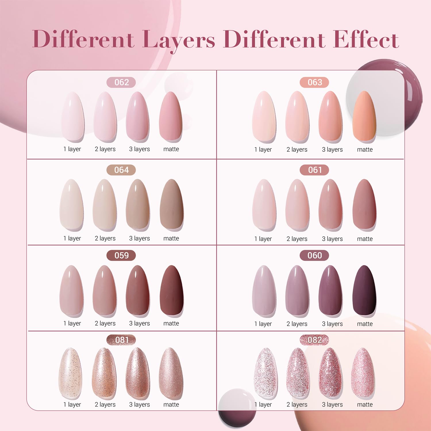 Foto 4 | Set De Esmaltes De Uñas Azurebeauty, 8 Colores, Purpurina Rosa Nude, 10 Ml - Venta Internacional.