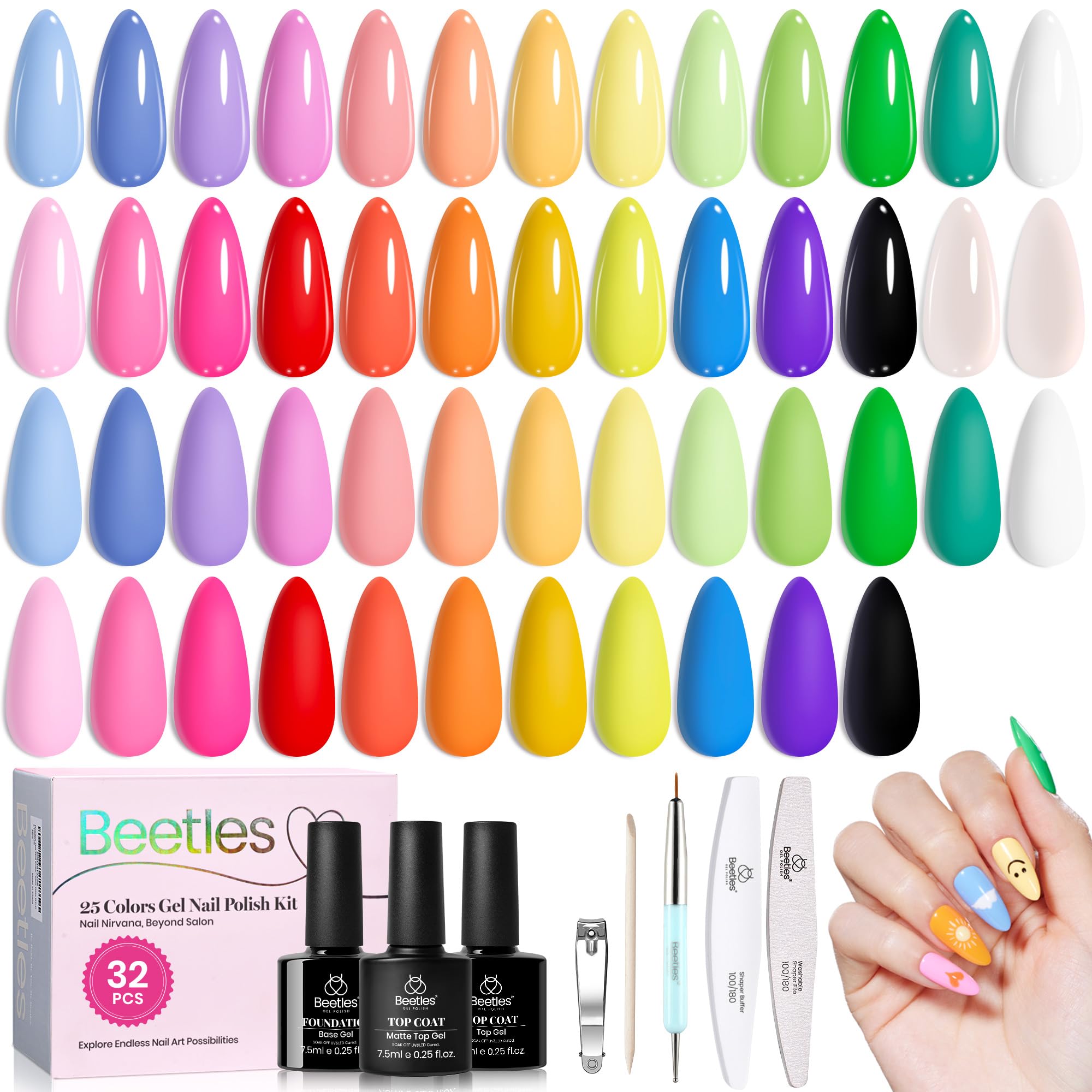 Foto 2 pulgar | Set De Esmaltes De Uñas En Gel Beetles Summer  25 Colores  32 Unidades - Venta Internacional.
