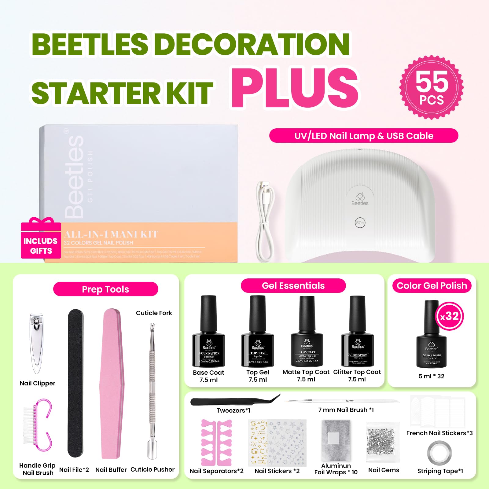 Foto 3 pulgar | Kit de Esmaltes para Uñas Beetles Gel Polish 55 Piezas-Venta Internacional
