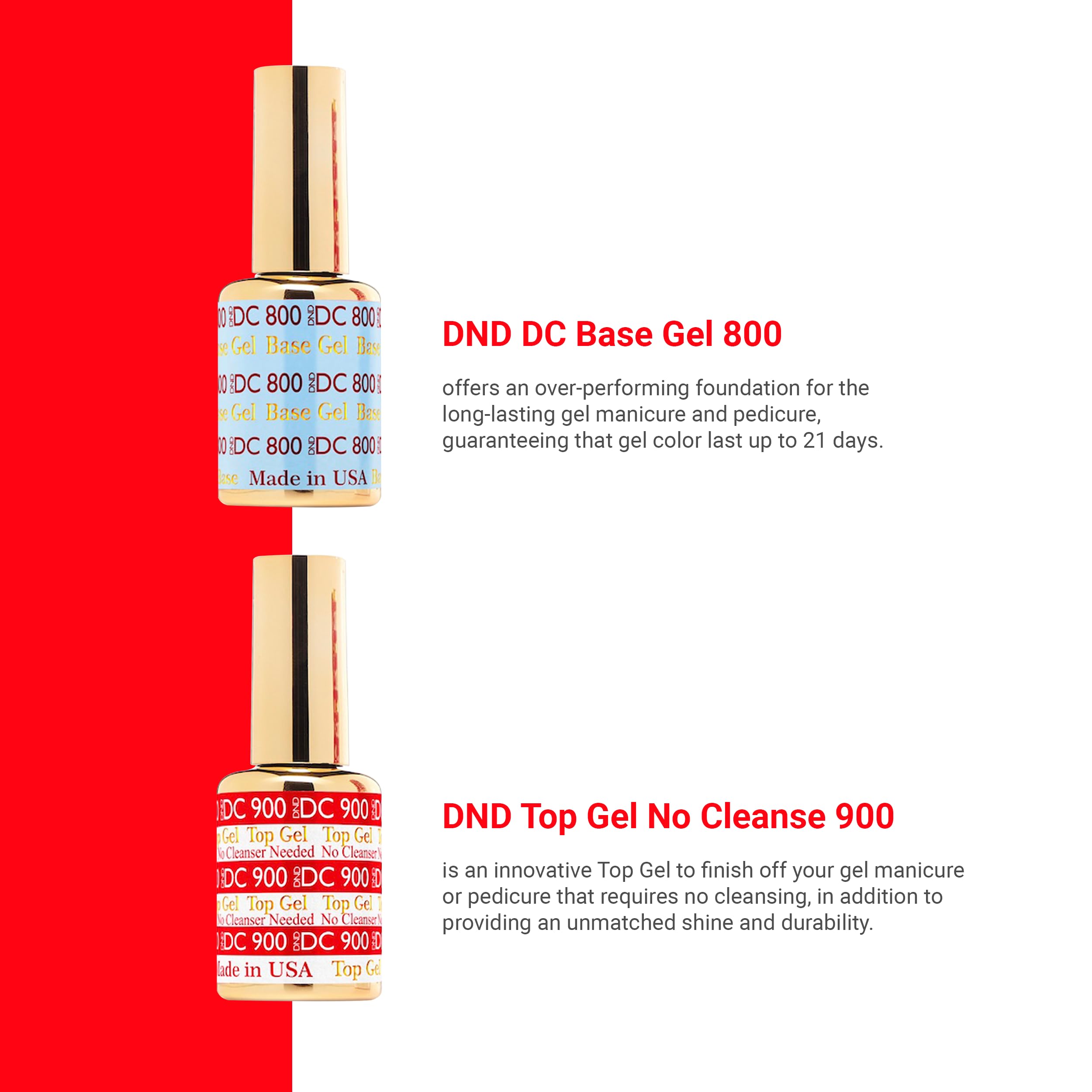 Foto 2 | Set De Esmaltes En Gel Dnd Dc Base Gel 800 Y Top Gel No Cleanse 900 - Venta Internacional.
