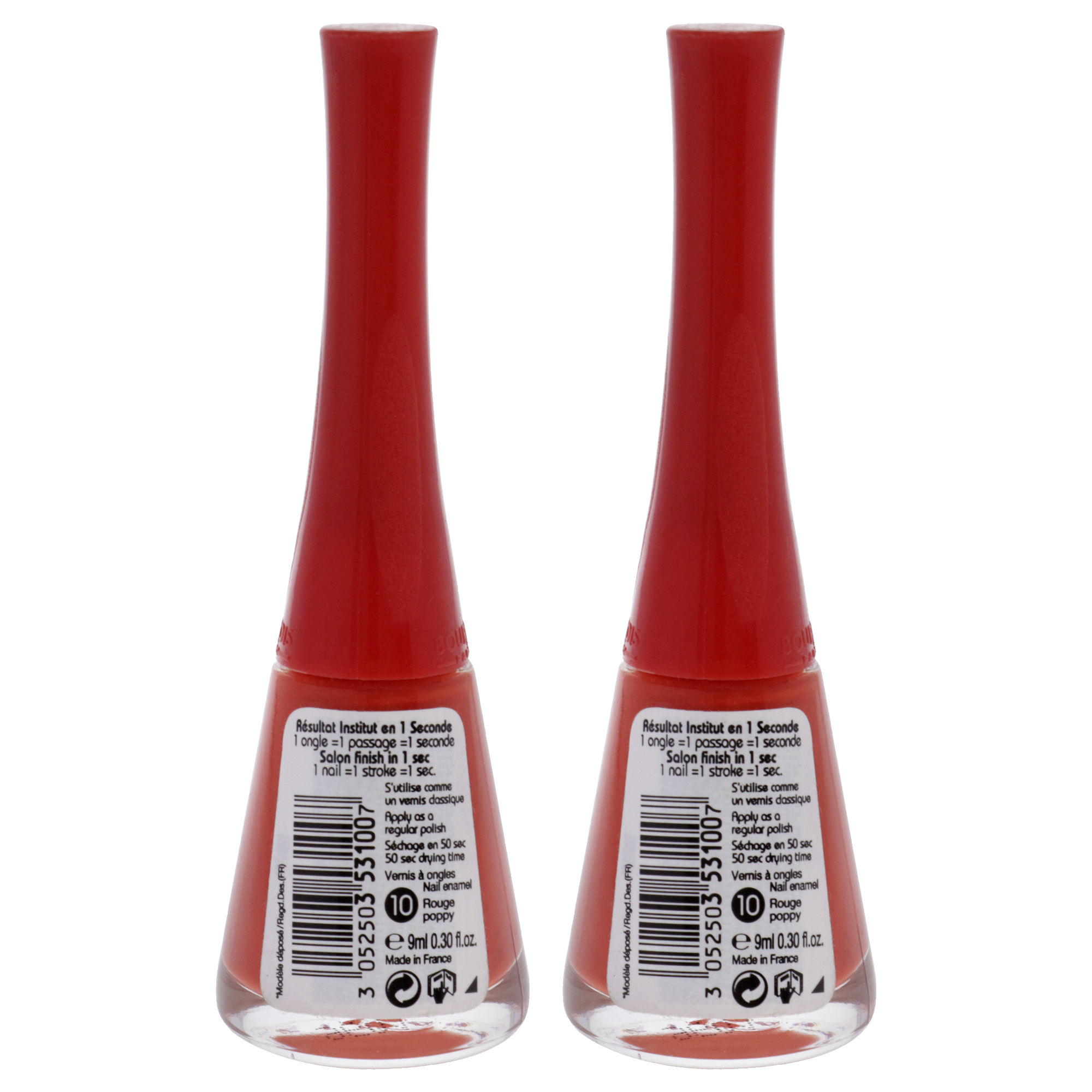 Foto 2 | Esmalte De Uñas Bourjois 1 Seconde 10 Rouge Poppy  Paquete De 2 - Venta Internacional.