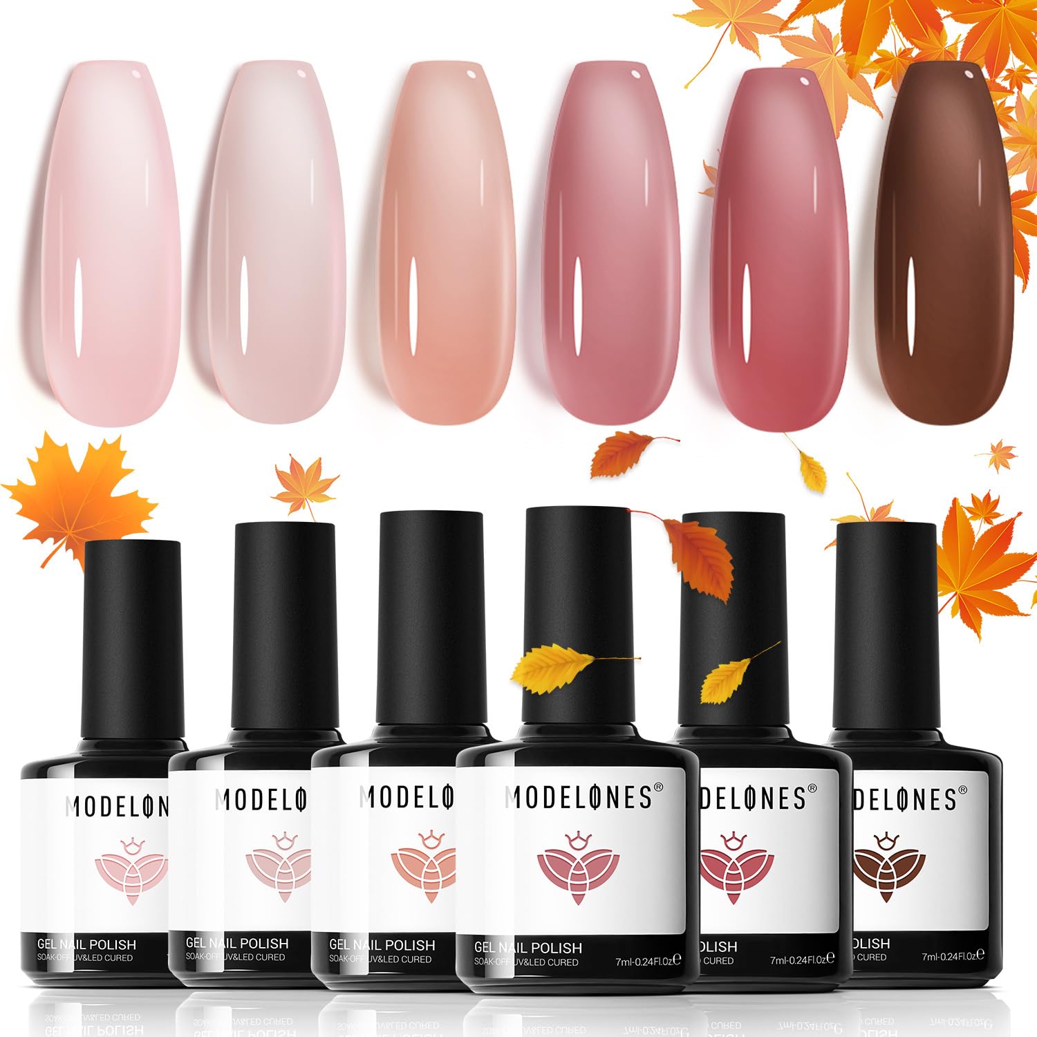 Set De Esmaltes De Uñas En Gel Modelones, 6 Colores, Jelly Nude Crystal - Venta Internacional. $597