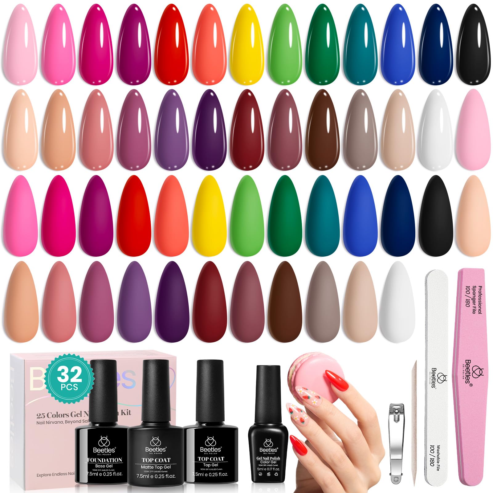 Set De Esmaltes De Uñas En Gel Beetles, 25 Colores, 5 Ml - Venta Internacional.