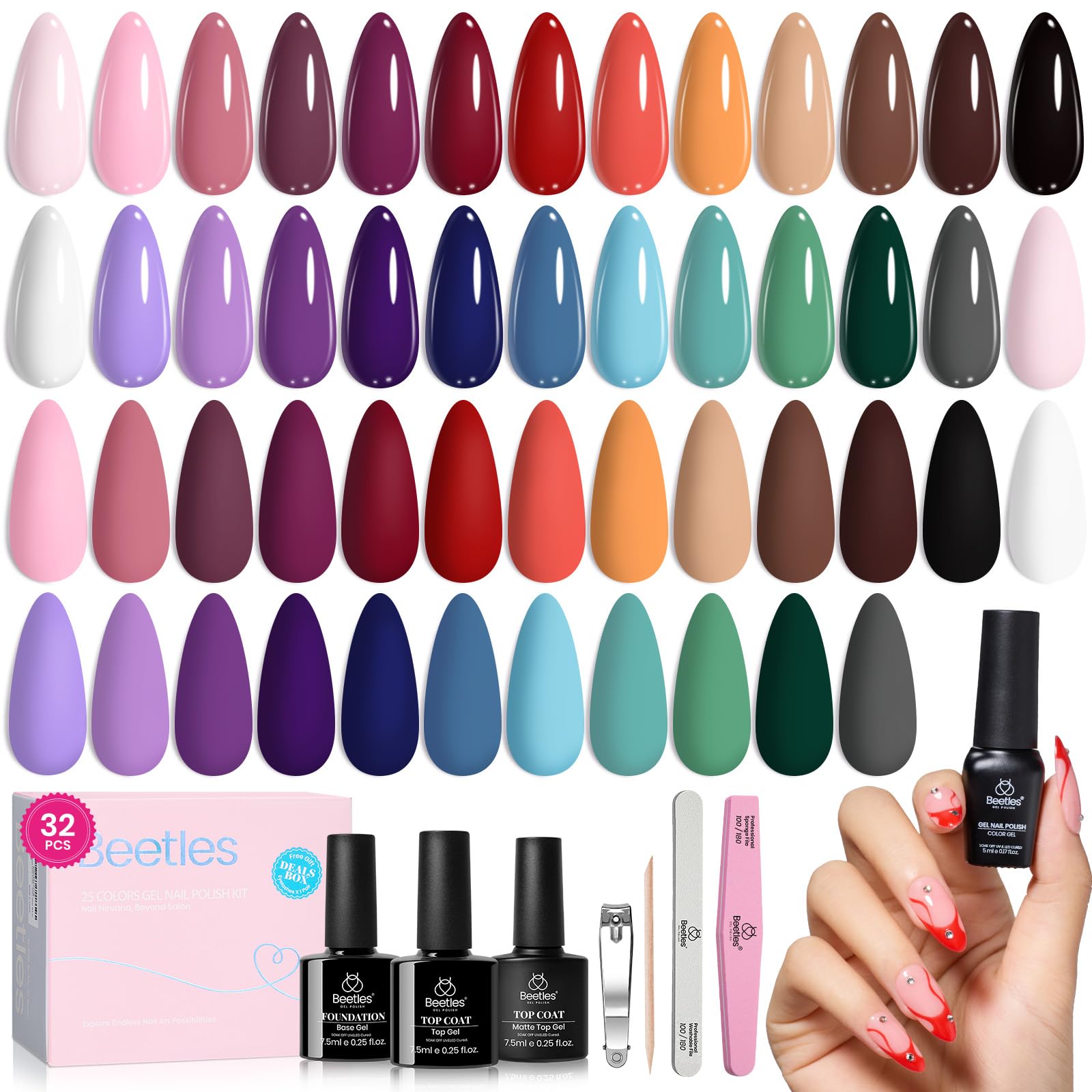 Set De Esmaltes De Uñas En Gel Beetles Urban Rhythm Con 25 Colores, 5 Ml - Venta Internacional.