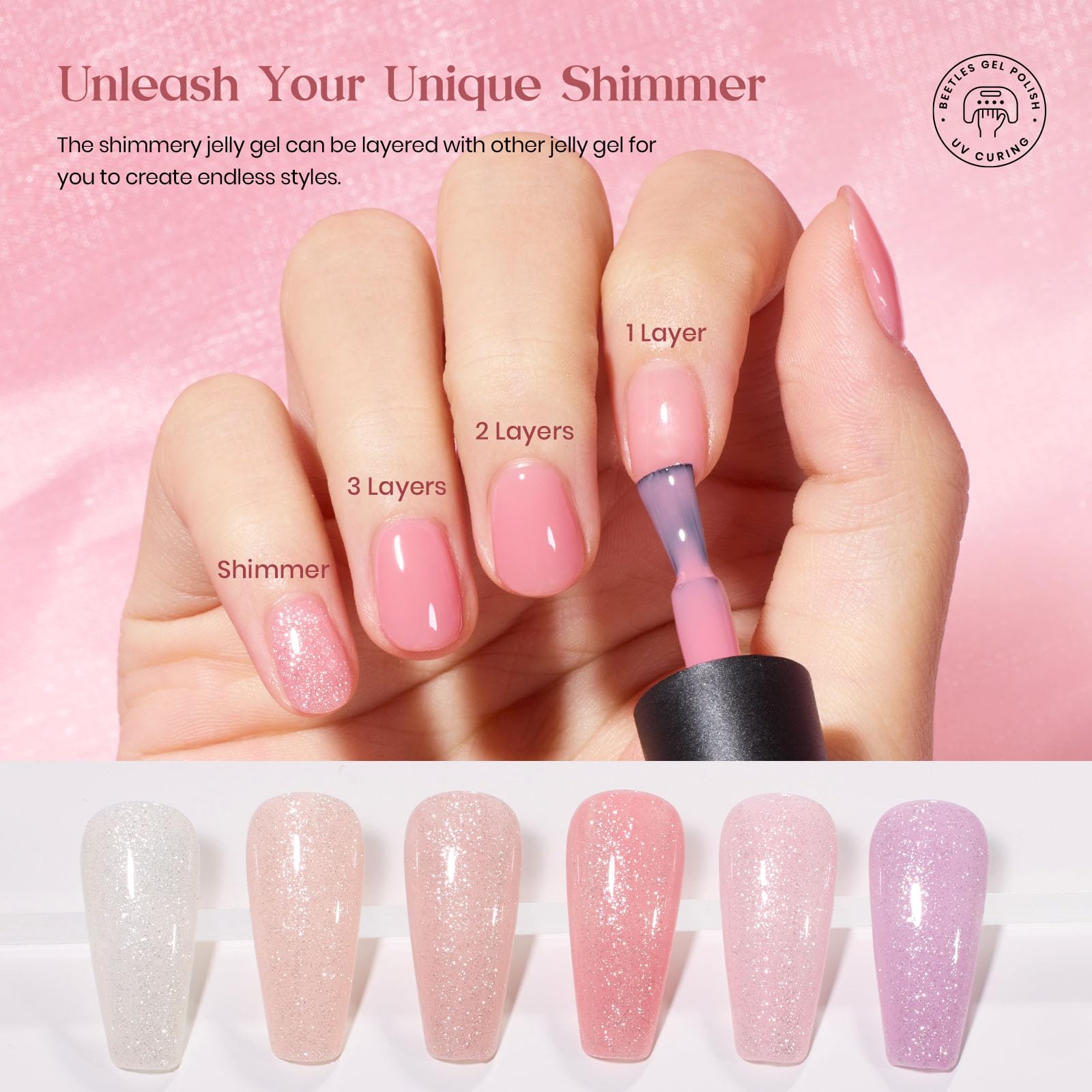 Foto 5 | Set De Esmaltes De Uñas Beetles Pink Nude Gel, 20 Colores, 100 Ml - Venta Internacional.