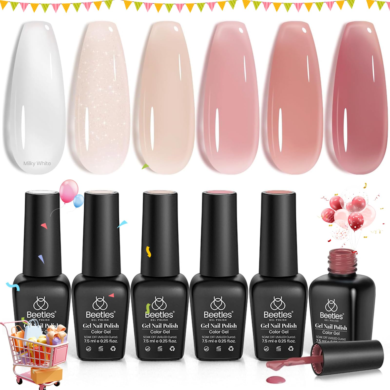 Set De Esmaltes De Uñas En Gel Beetles Jelly, 6 Colores, 7,5 Ml, 2024 Trend - Venta Internacional.