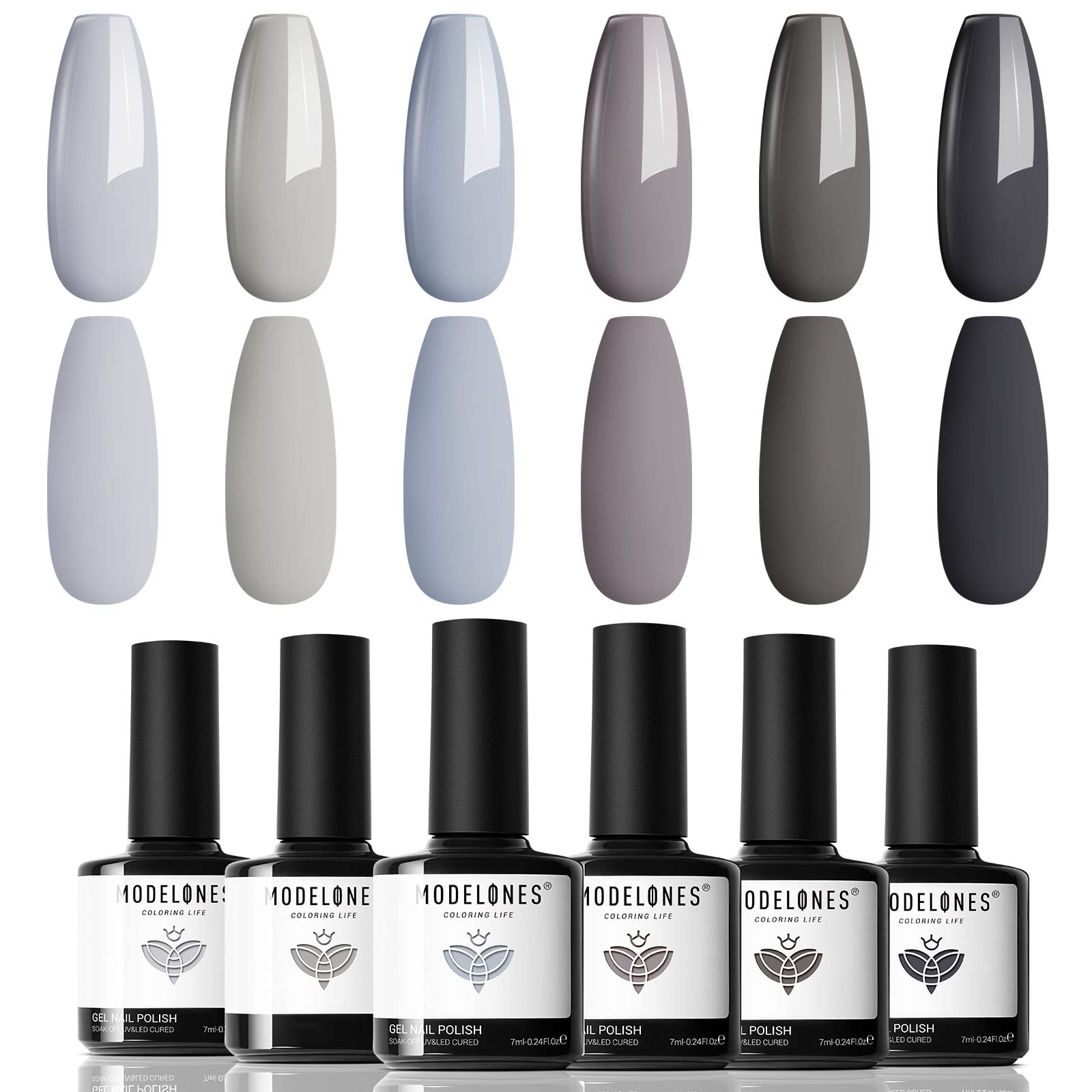 Set De Esmaltes De Uñas En Gel Modelones, Gris, 6 Colores, Otoño-invierno - Venta Internacional.