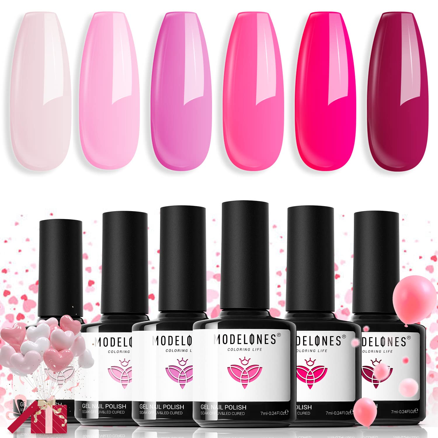 Set de Esmaltes de Uñas en Gel Modelones Rosa 6 Colores- Venta Internacional