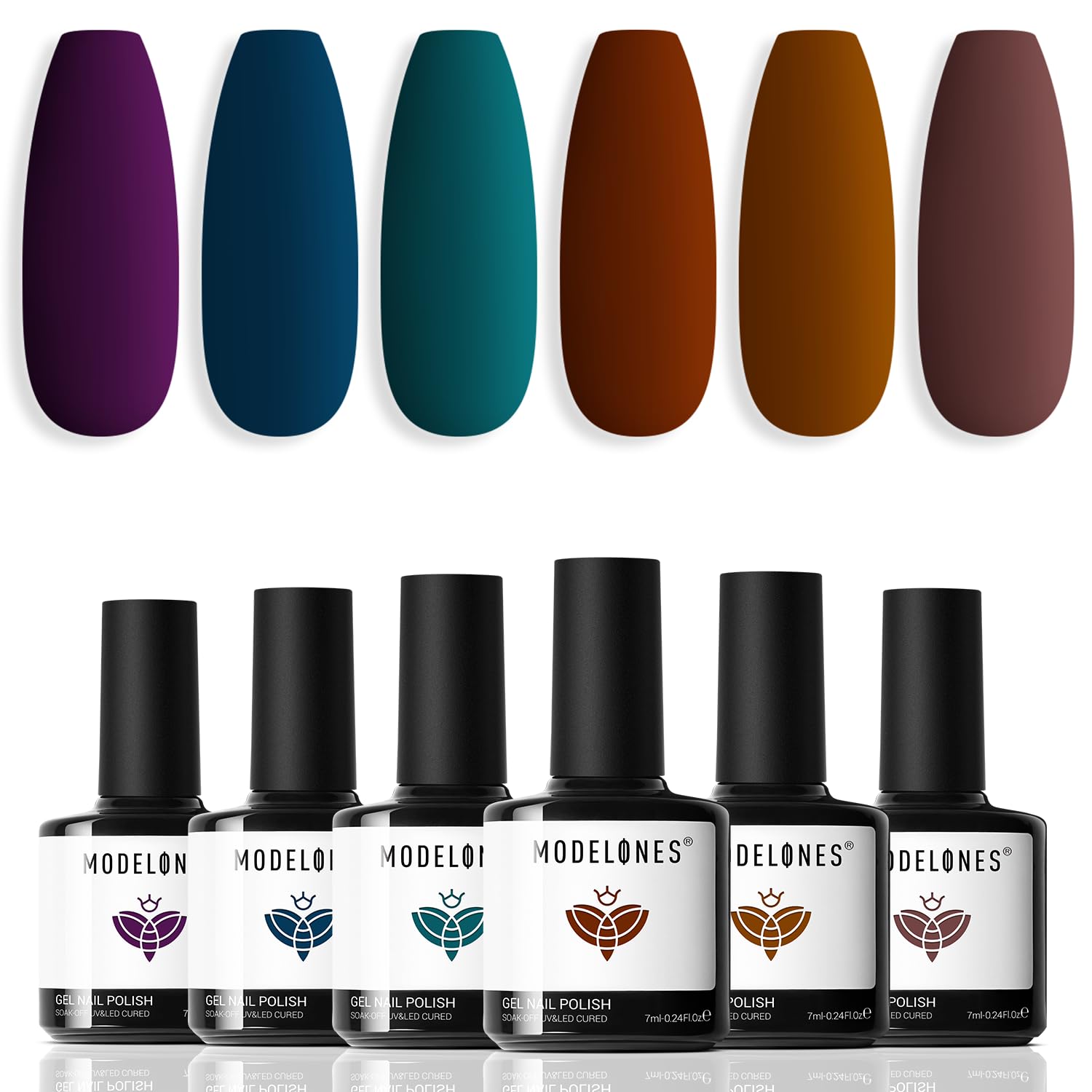 Set de Esmaltes de Uñas en Gel Modelones 6 Colores Oscuros- Venta Internacional