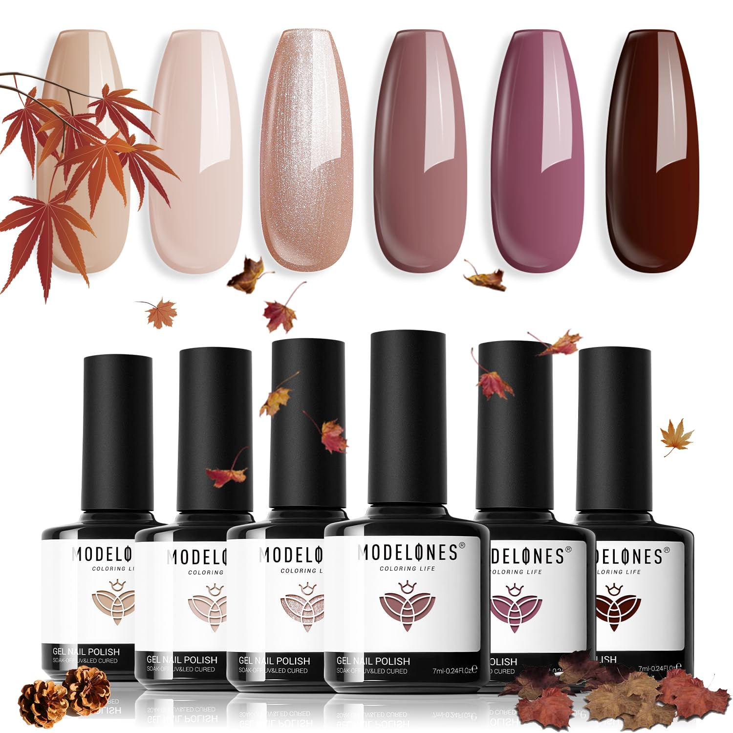 Set De Esmaltes De Uñas En Gel Modelones, 6 Colores, Color Nude, Con Lámpara Led - Venta Internacional.