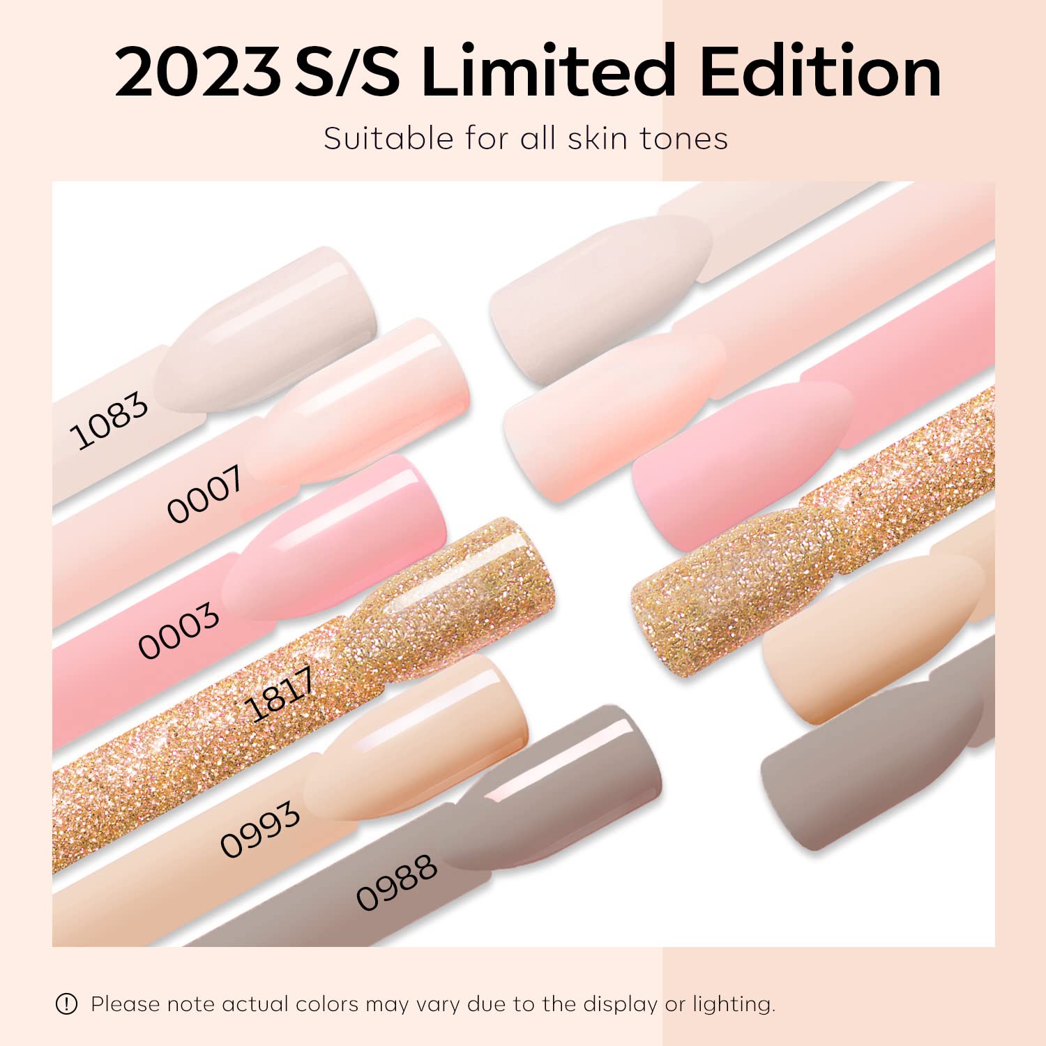 Foto 2 | Set de Esmaltes de Uñas en Gel Modelones Nude 6 Colores con Purpurina - Venta Internacional