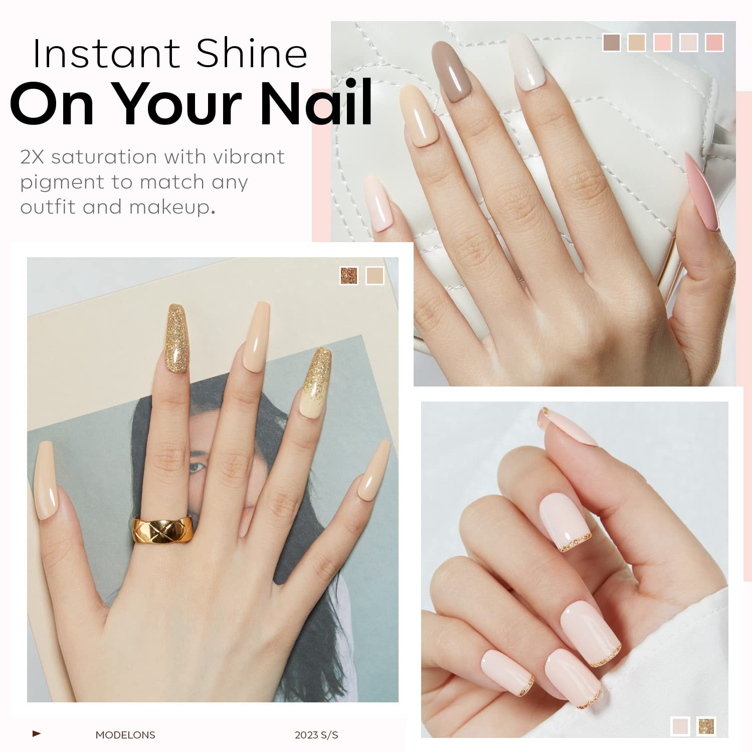 Foto 4 | Set de Esmaltes de Uñas en Gel Modelones Nude 6 Colores con Purpurina - Venta Internacional