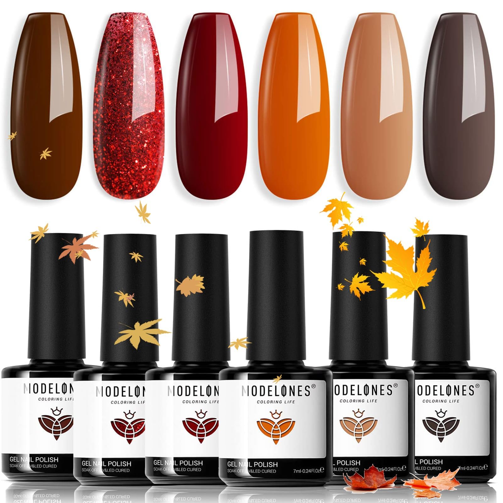 Foto 1 | Set De Esmaltes De Uñas En Gel Modelones, 6 Unidades, Marrón Oscuro Y Naranja - Venta Internacional.