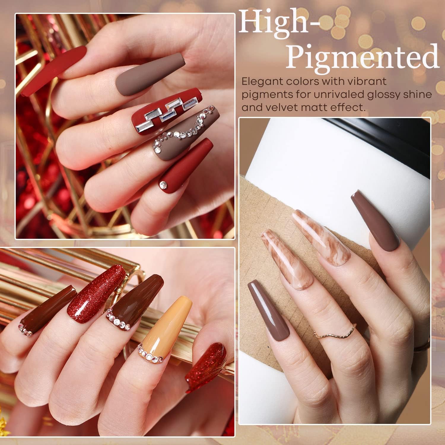 Foto 4 pulgar | Set De Esmaltes De Uñas En Gel Modelones, 6 Unidades, Marrón Oscuro Y Naranja - Venta Internacional.