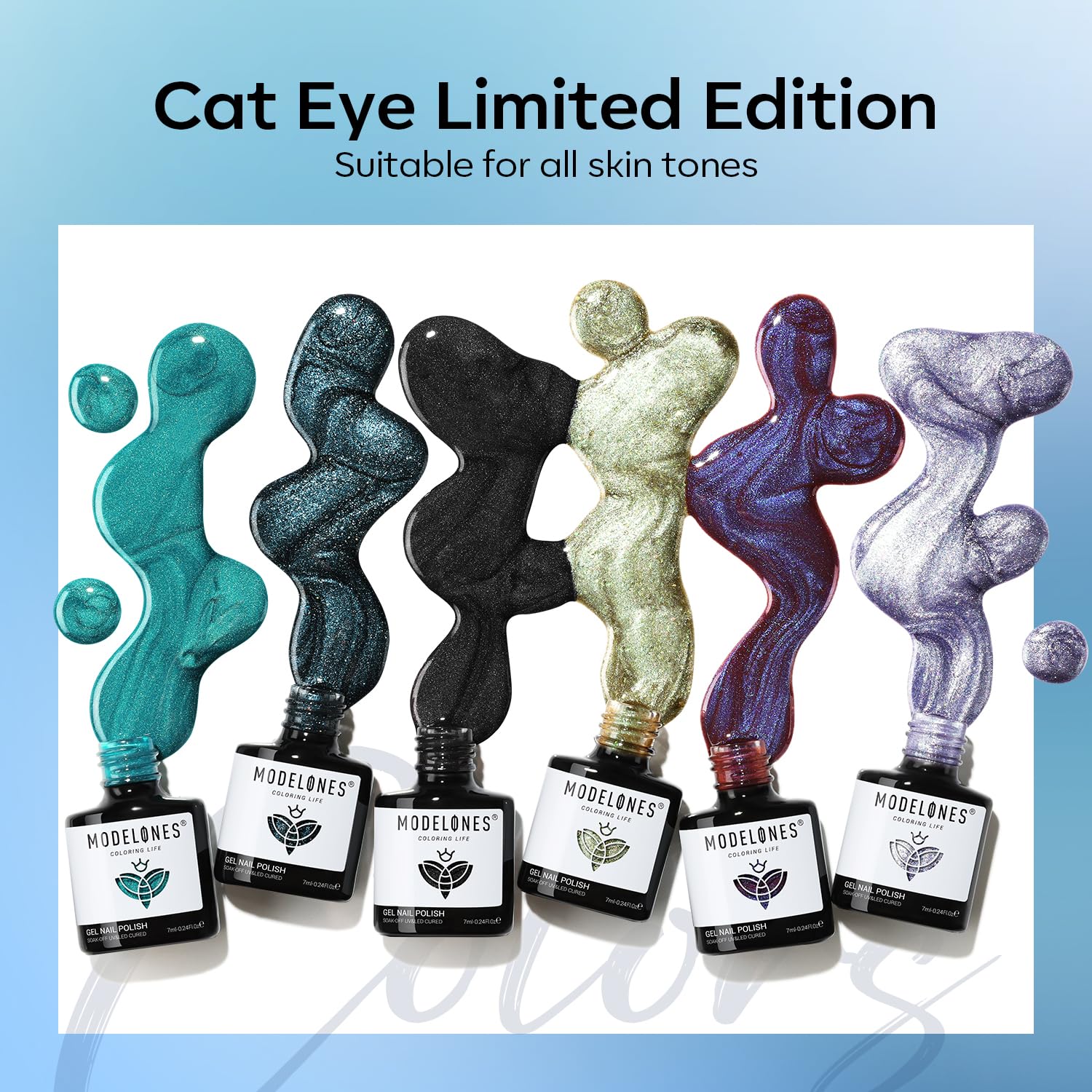 Foto 6 pulgar | Set De Esmaltes De Uñas Modelones Cat Eye Gel 6 Colores Holográficos - Venta Internacional.