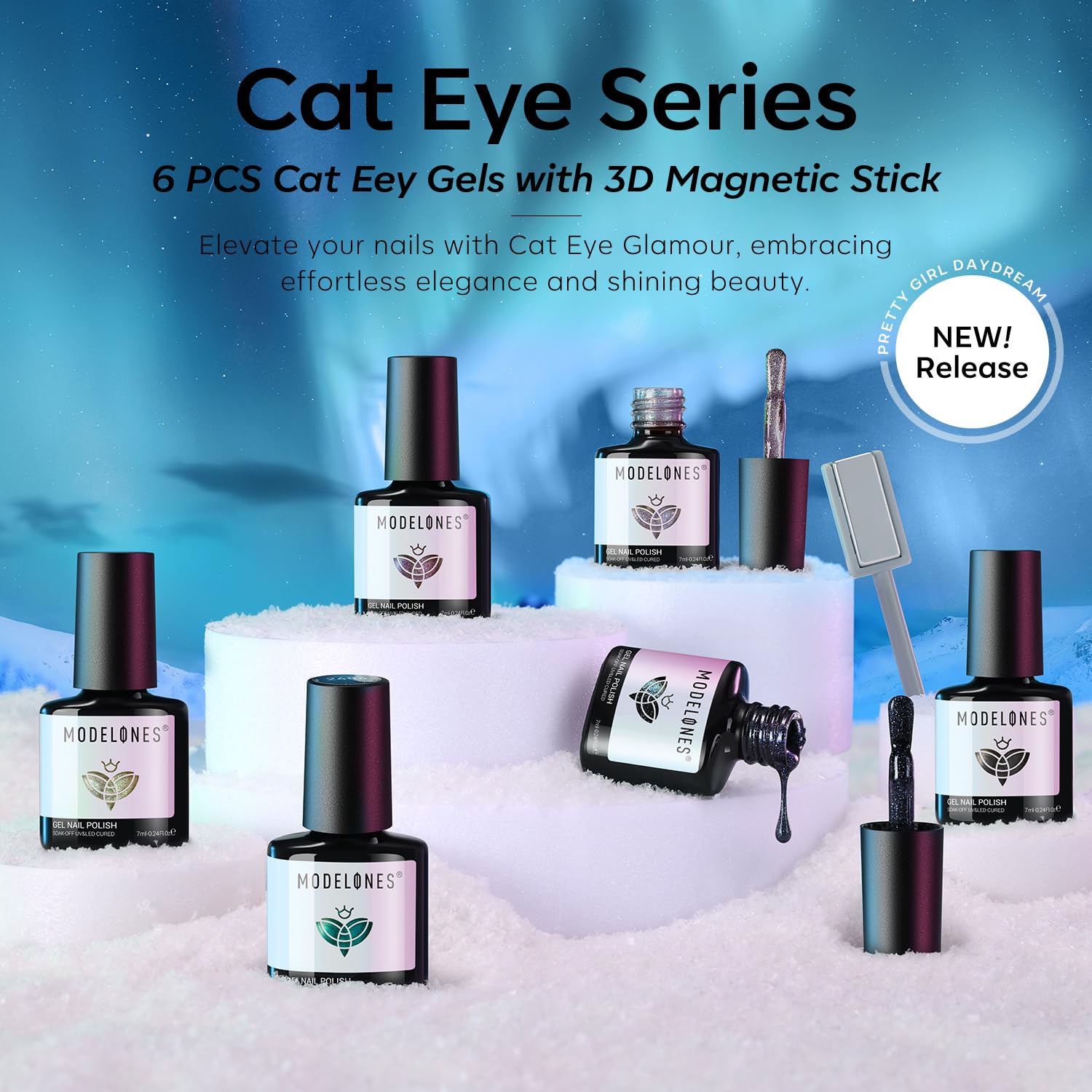 Foto 8 pulgar | Set De Esmaltes De Uñas Modelones Cat Eye Gel 6 Colores Holográficos - Venta Internacional.