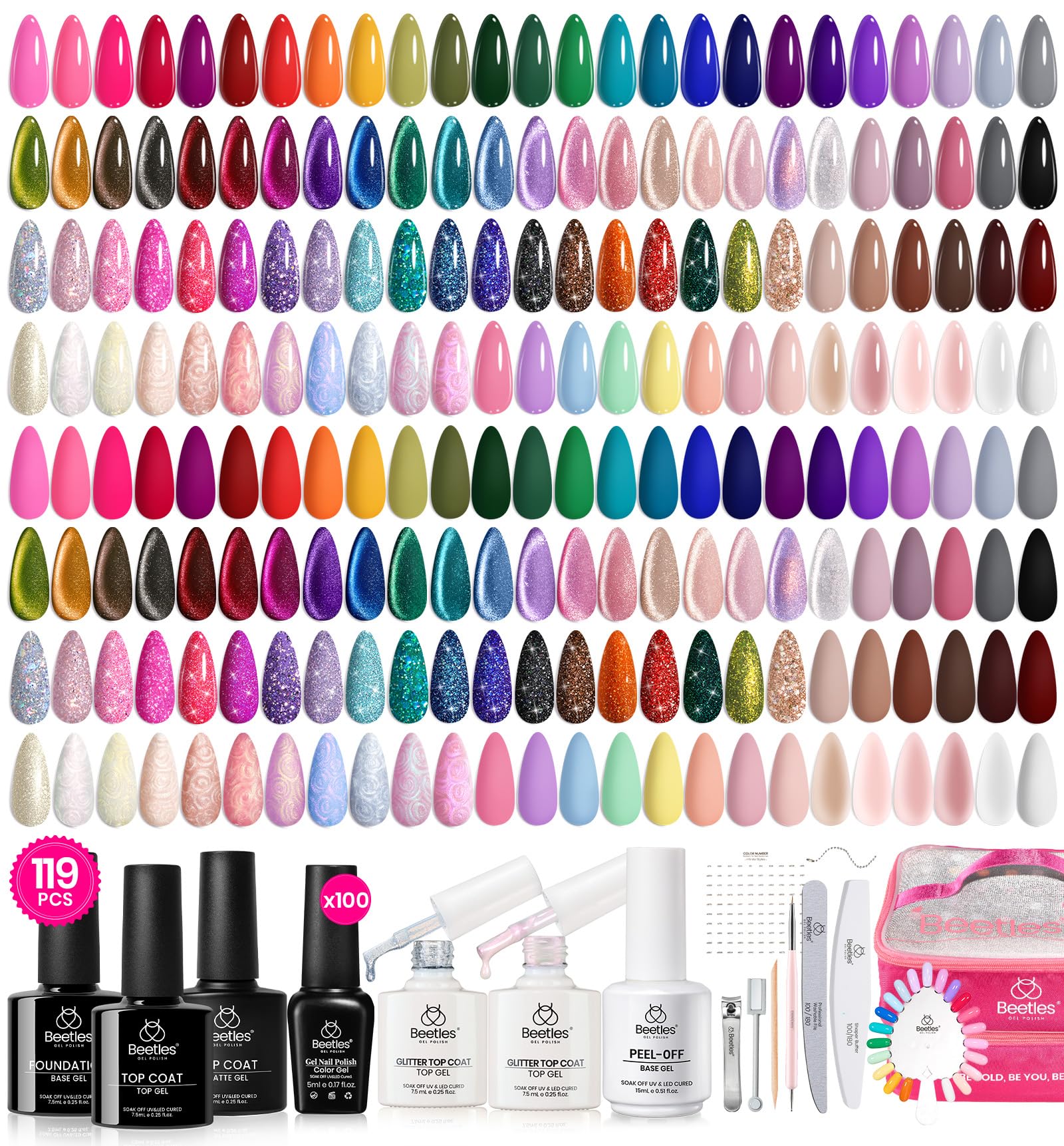 Foto 1 | Set De Esmaltes De Uñas En Gel Beetles 100 Colores Con Capa Base Superior, 119 Unidades - Venta Internacional.