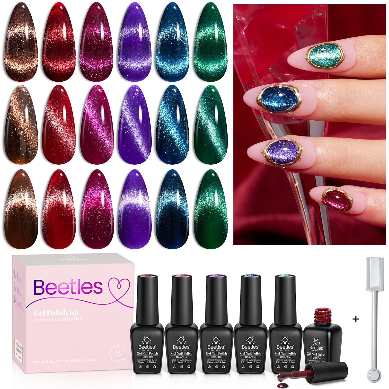 Foto 2 pulgar | Set De Esmaltes De Uñas Beetles Cat Eye Christmas Gel 6 Colores 2024 - Venta Internacional.