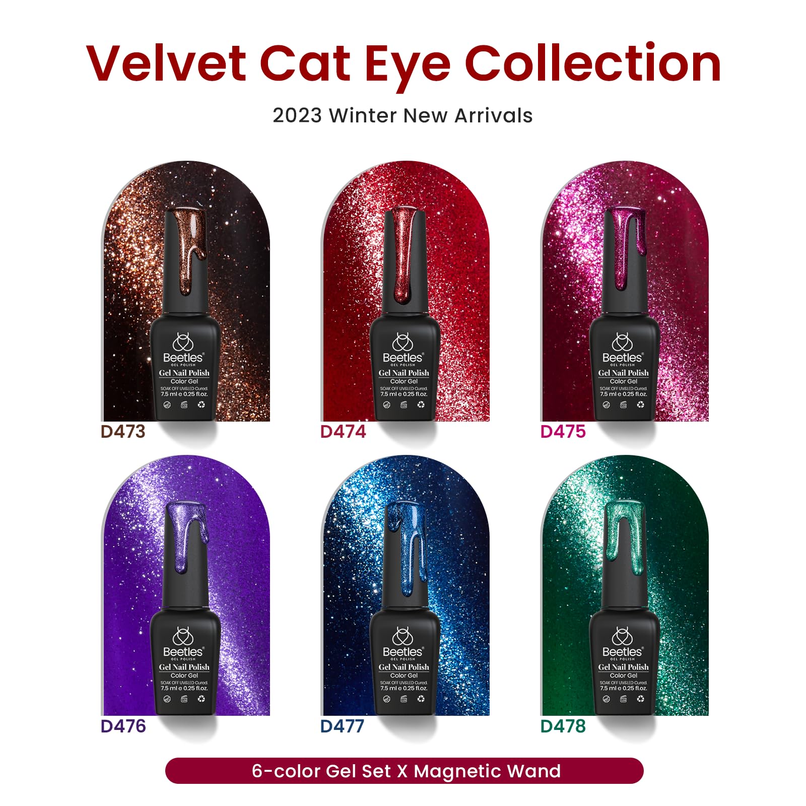 Foto 3 pulgar | Set De Esmaltes De Uñas Beetles Cat Eye Christmas Gel 6 Colores 2024 - Venta Internacional.