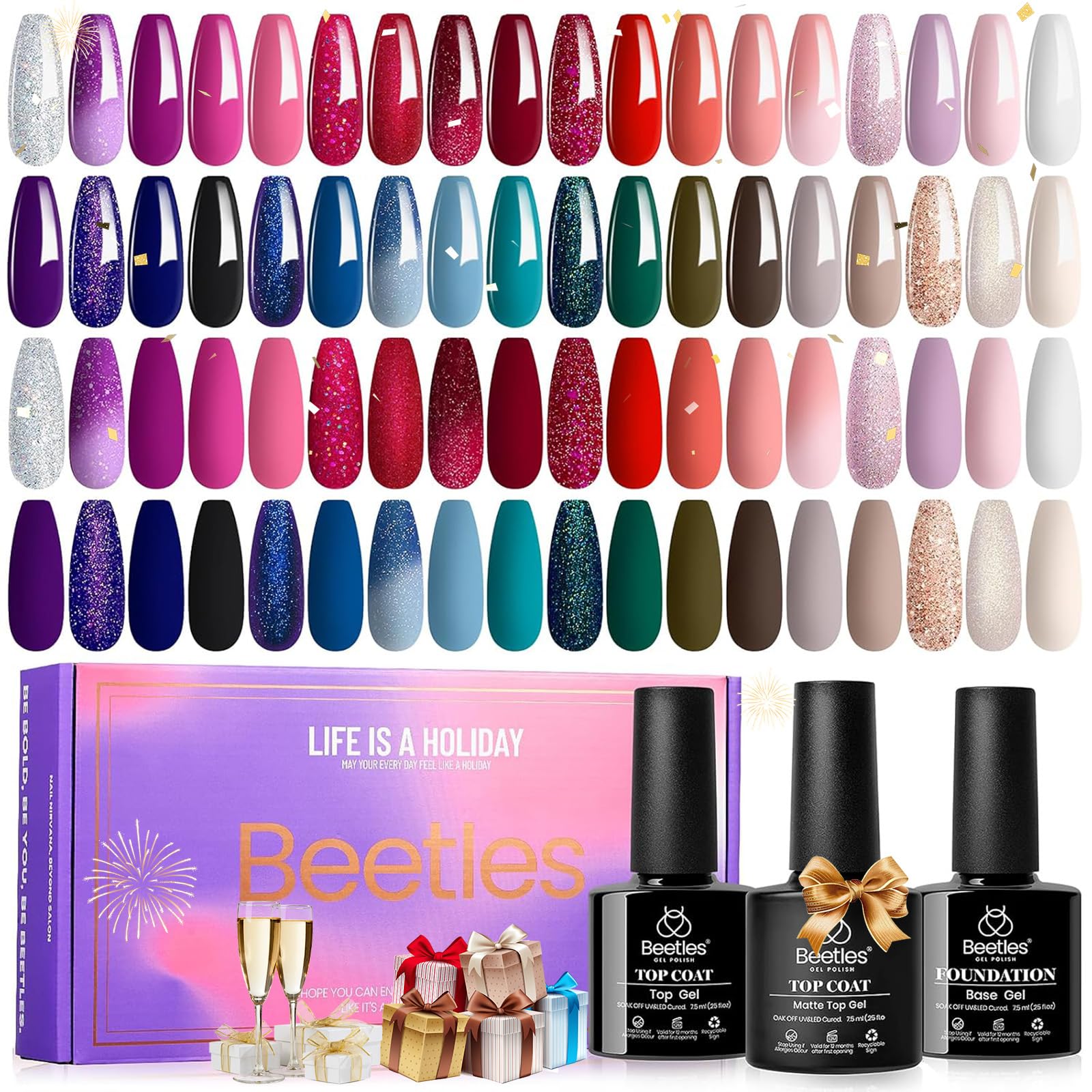 Foto 2 pulgar | Set De Esmaltes En Gel Beetles Winter Glitter, 39 Unidades, Para Niñas - Venta Internacional.