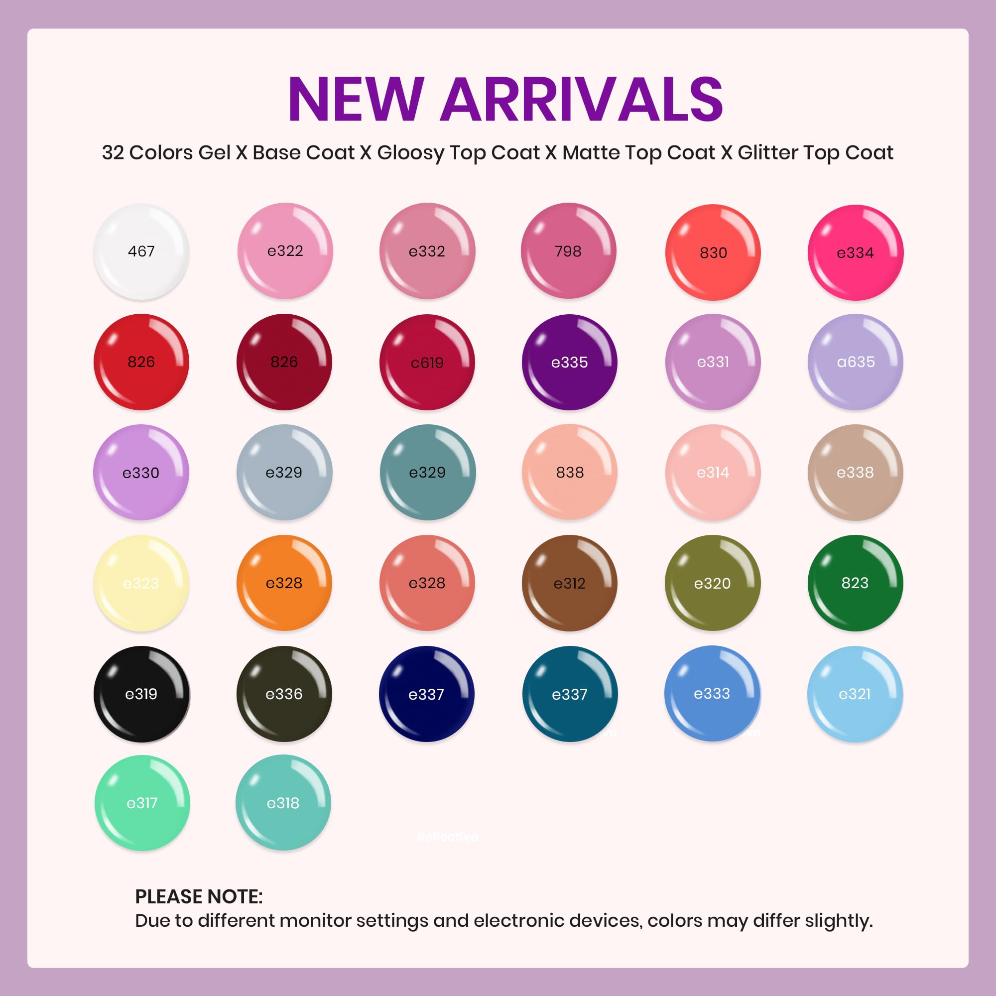 Foto 2 | Set De Esmaltes De Uñas En Gel Beetles, 36 Unidades Con Capa Superior Base, 32 Colores - Venta Internacional.